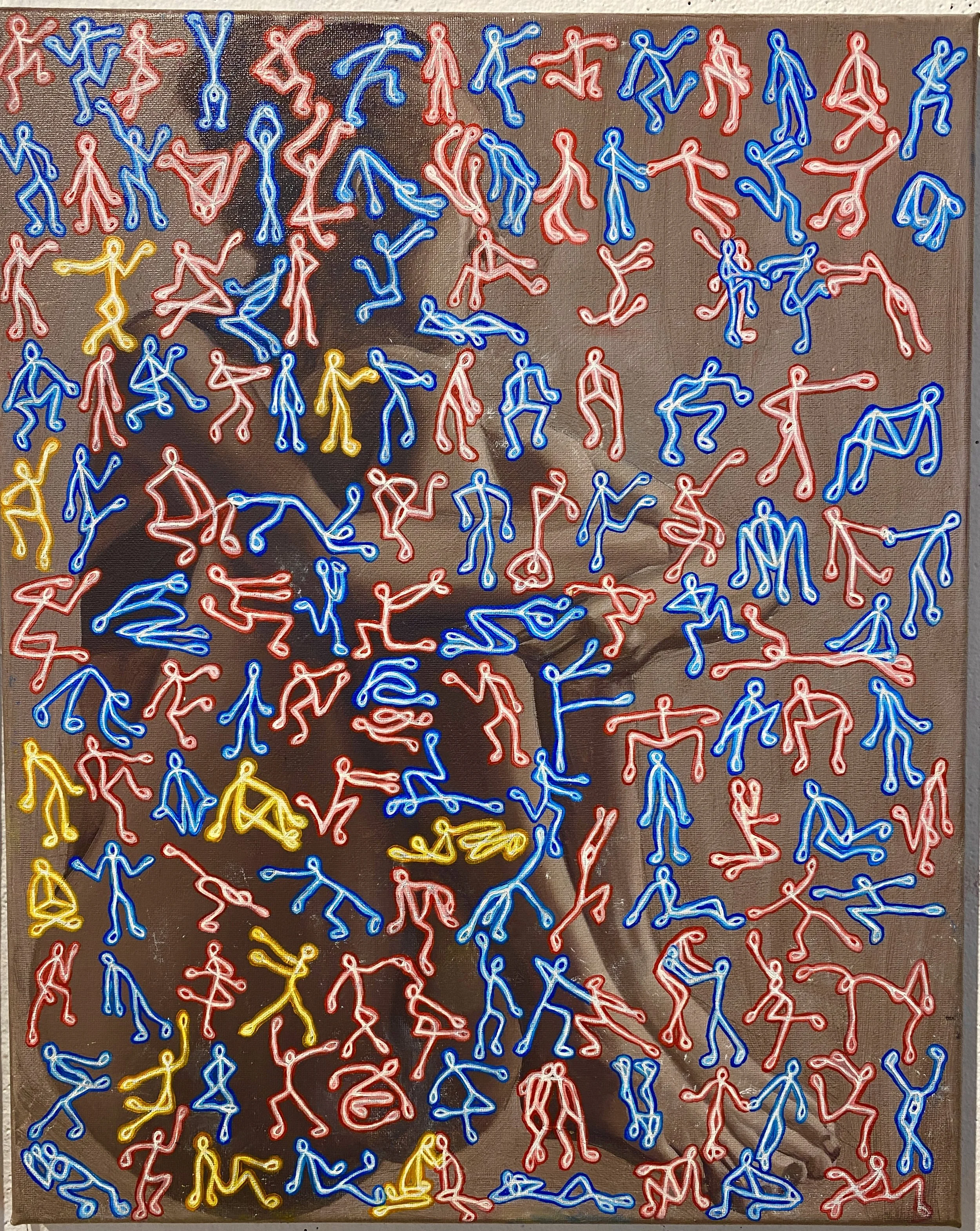 "Glowstick Composition" 12x16" oil and acrylic on canvas