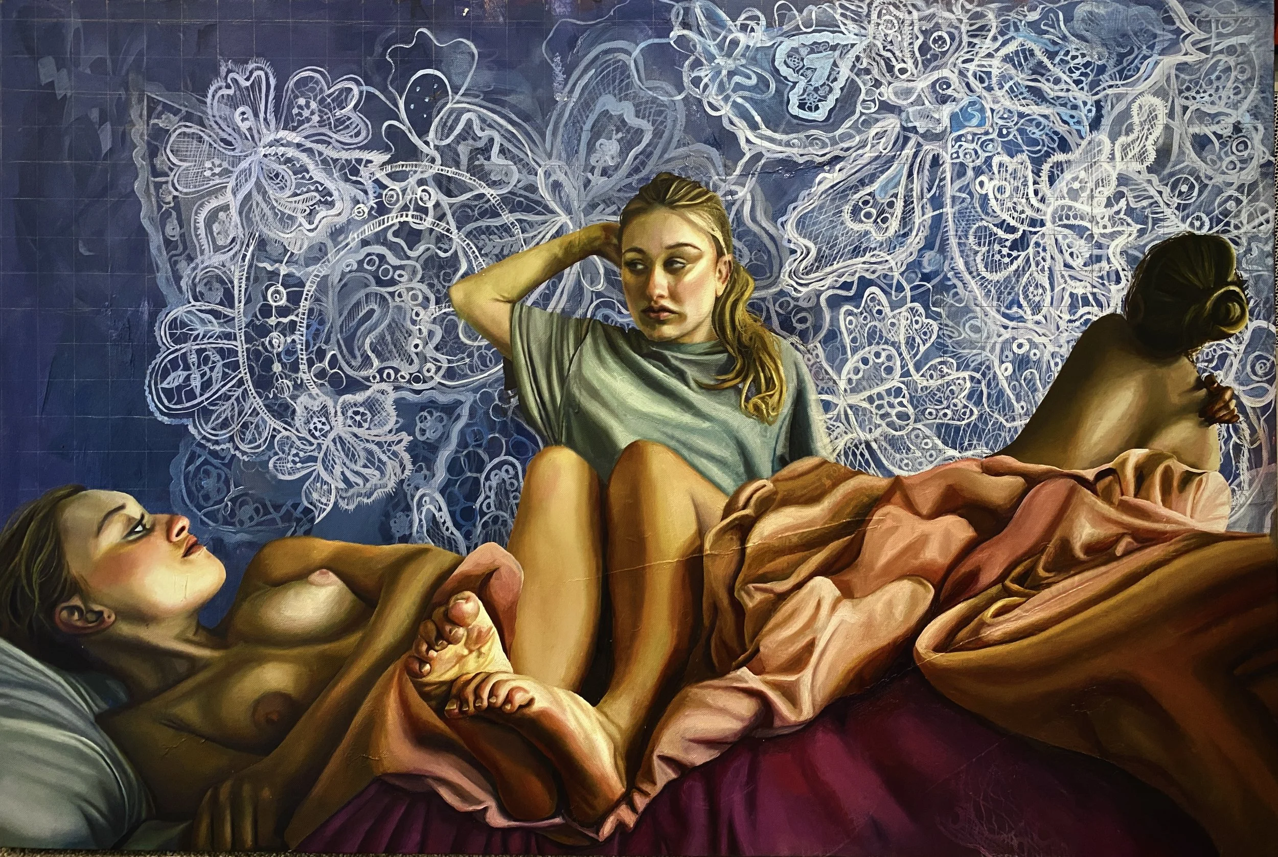 "to be seen by a man is to disappear" 24x36" oil on canvas (2025)