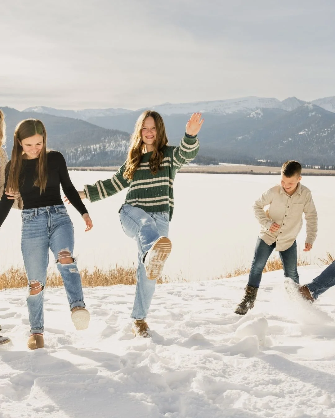 Kids playing in the snow photo at Hebgen Lake in West Yellowstone, MT