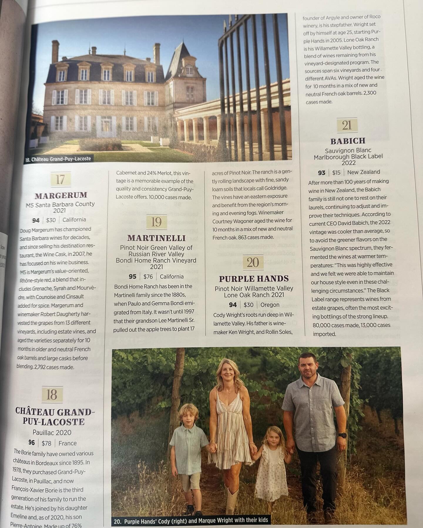 #20 top 100 most exciting wines of the year! @wine_spectator put this lovely photo of Cody, Marque and the  kids in the magazine for the top 100 issue.. still pinching ourselves for #20! So honored.

#pinotnoir #pinot #oregonpinot #oregonpinotnoir #i