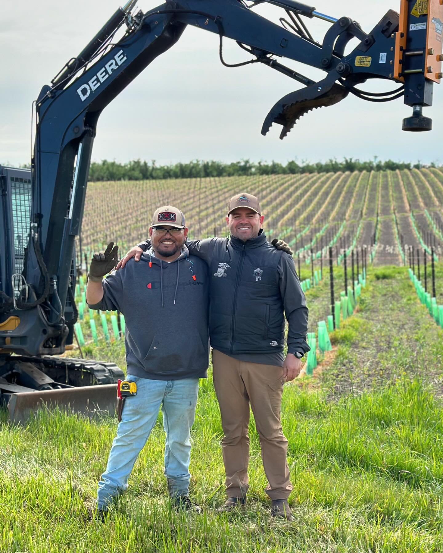 We finished pounding the end posts at our Chehelem Mountain Ava vineyard &ldquo;Sostrale&rdquo; meaning, sunray or sunbeam in Nordic 
17 acres planted last year, 22,000 vines, dry farmed, we pounded around 6,000 posts in the last weeks.
#vineyard #es