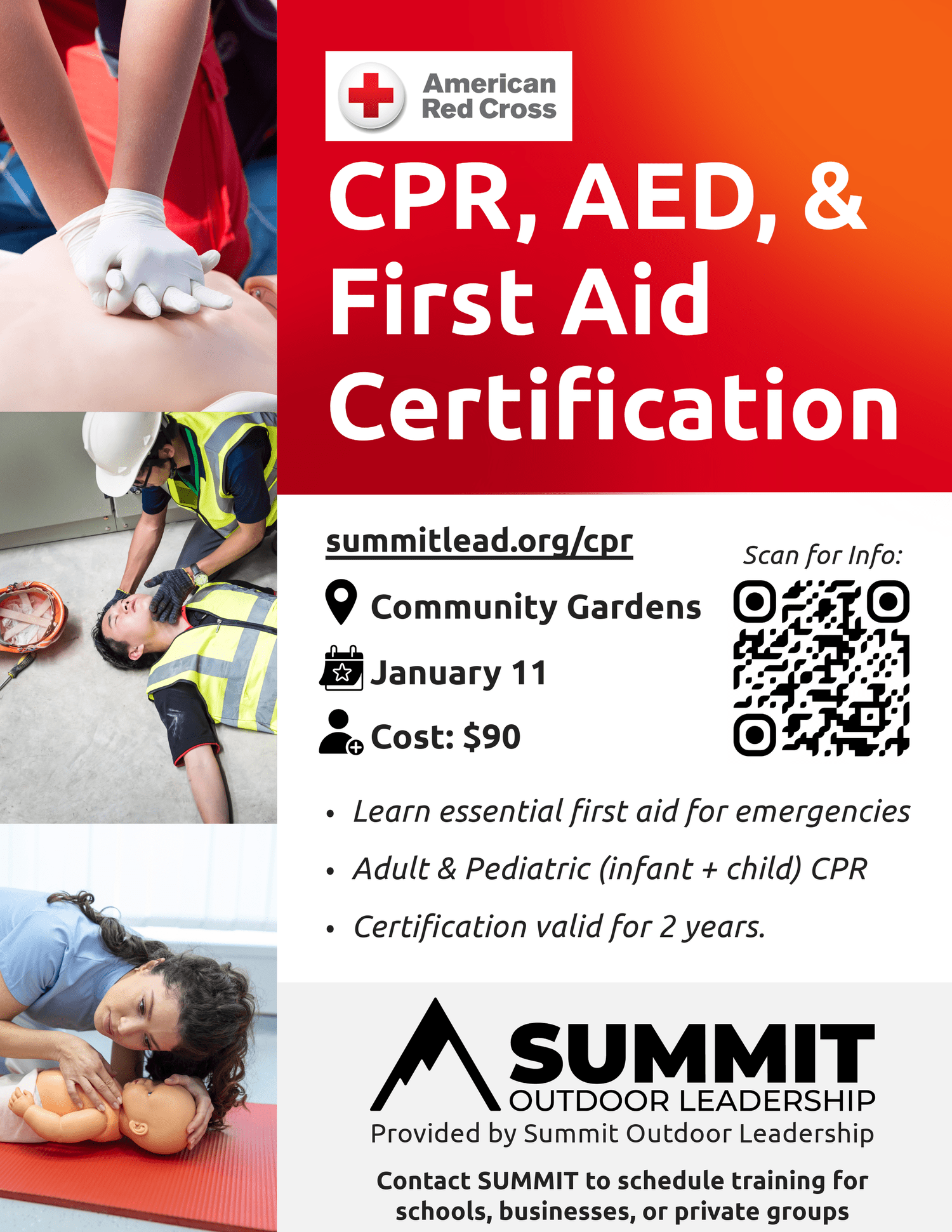 First Aid + CPR + AED Certification Course (January) — SUMMIT Outdoor ...