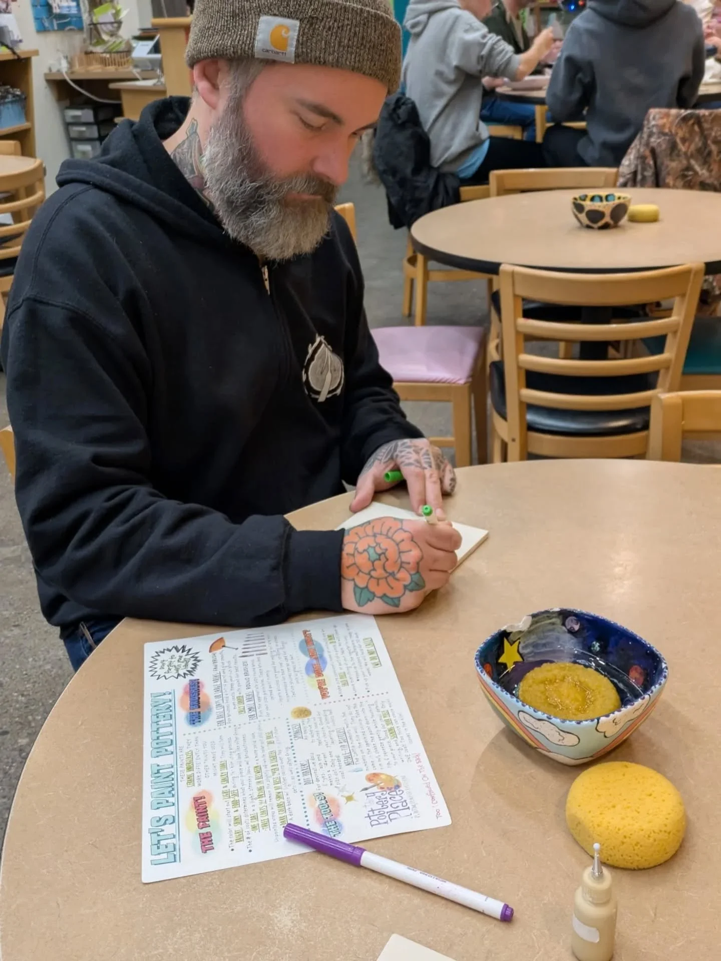 Enjoyed our time making a few tiles at @thepotteryplacealbanyny ... can you tell who needs more practice 😂