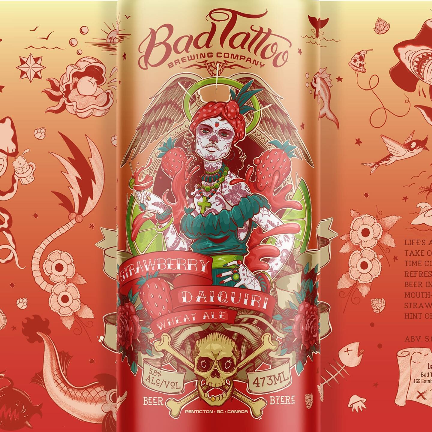 Bad Tattoo Tribute (2of 3): The cocktail mix pack was an opportunity to do a &lsquo;round the world tour, creating four characters based on the cocktail themed brews. So many fun details were added to the Bad Tattoo brand story, from Strawberry Daqui