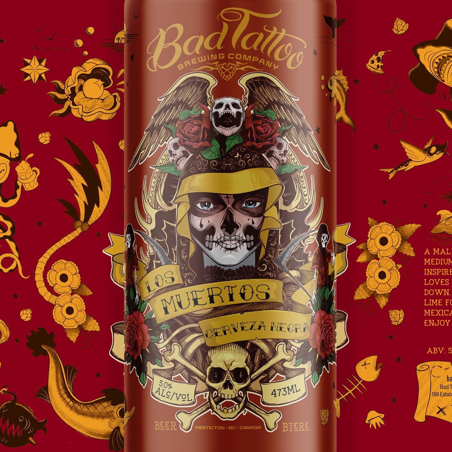 Bad Tattoo Tribute (3 of 3): Muertos was the heavy hitter @badtattoobrewing and it was a fun challenge to reimagine the original art when the time came to bring it in line with the other work I&rsquo;d done at the brewery. The opportunity was paired 