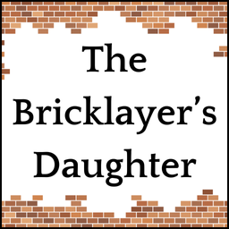 The Bricklayer’s Daughter Logo with white in the middle and bricks at the top and bottom.
