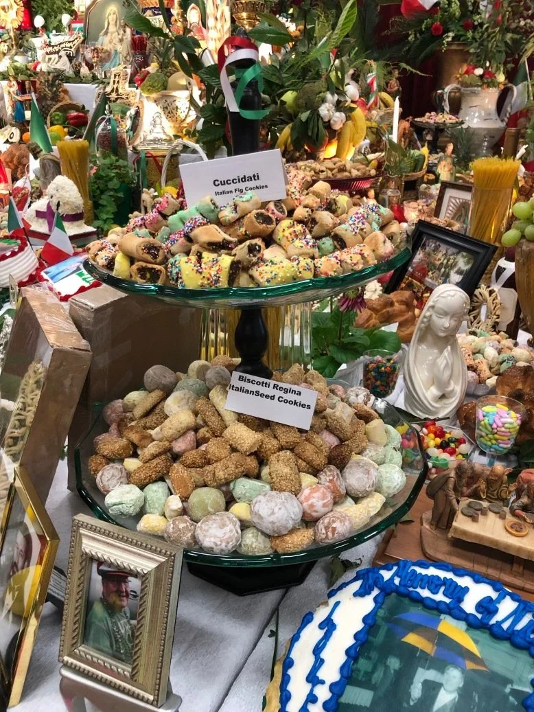 St. Joseph Altar with food and offerings.