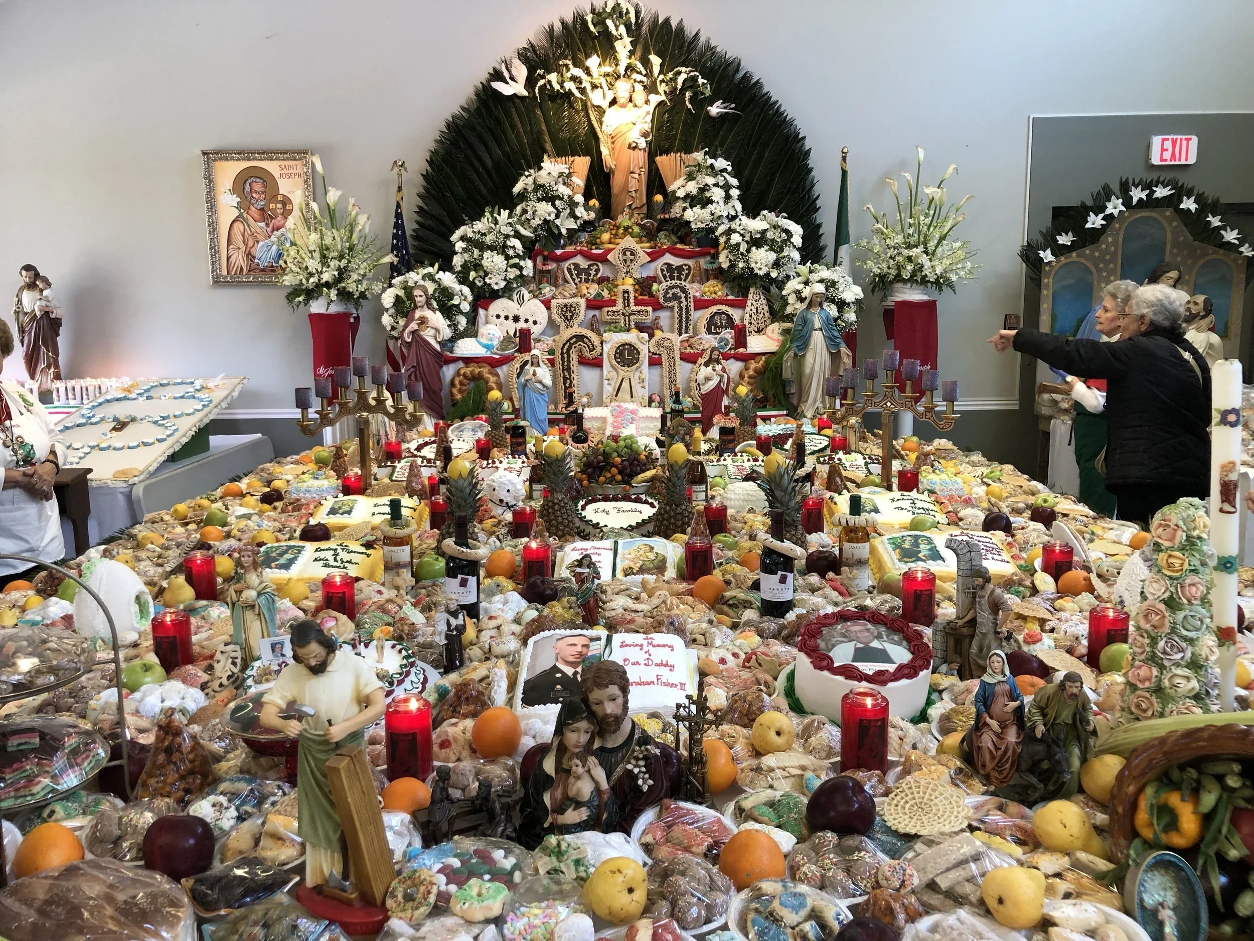 St. Joseph Altar with food and offerings.
