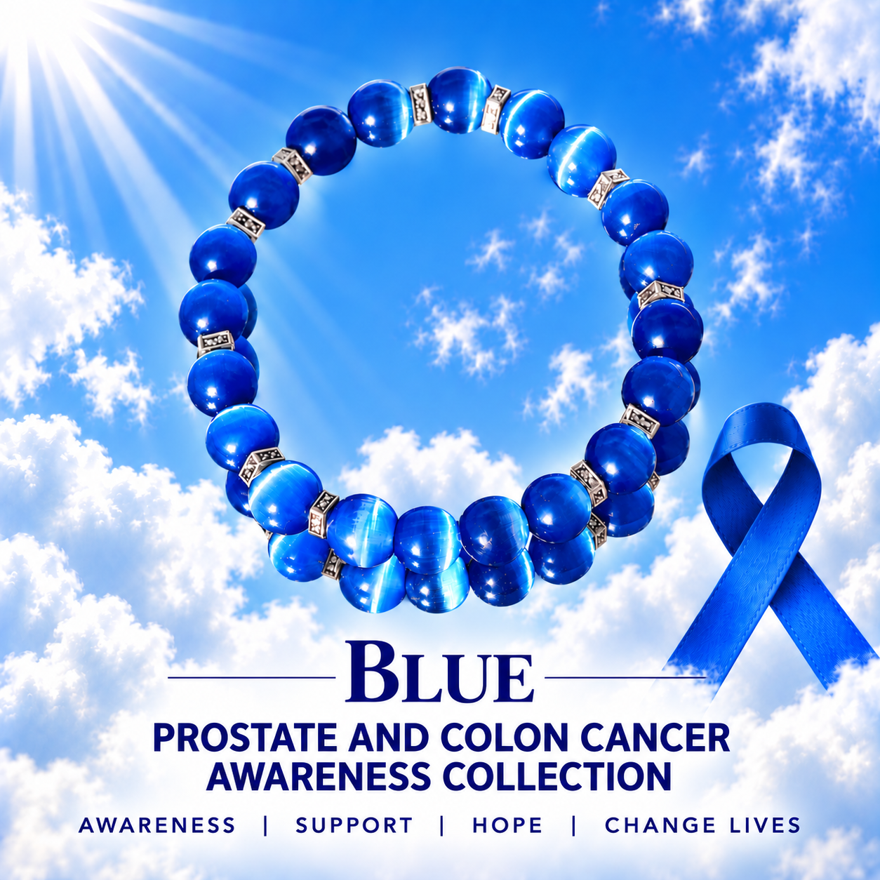 Angel Wings - Prostate and Colon Cancer - Blue