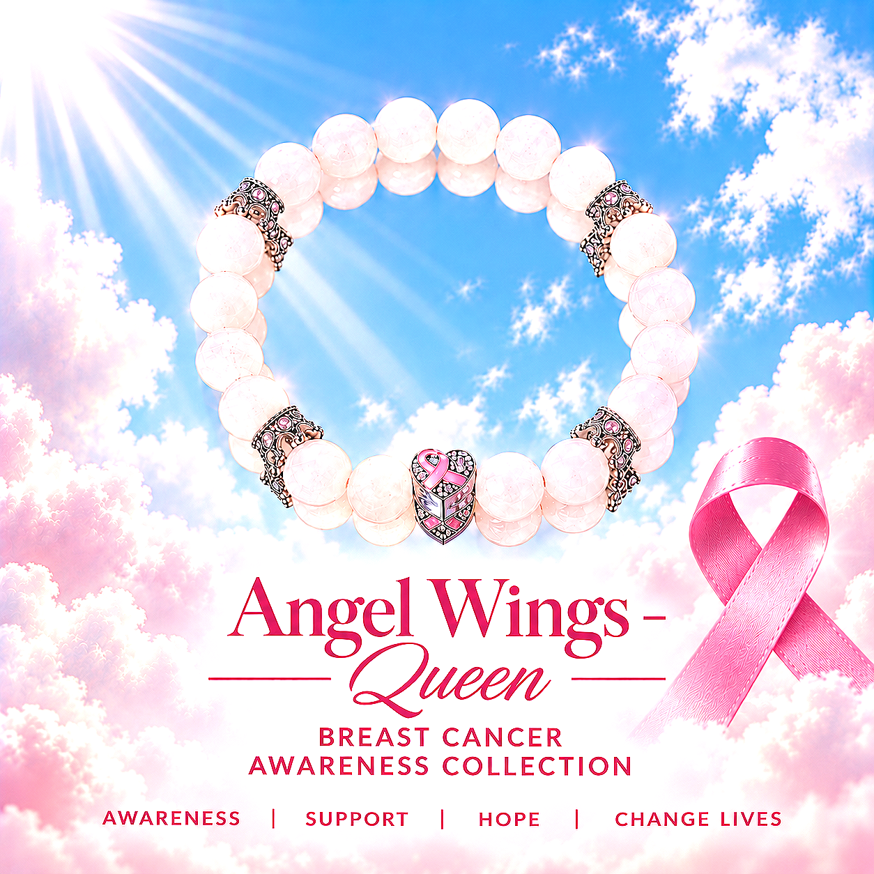 Angel Wings - Breast Cancer - Queen