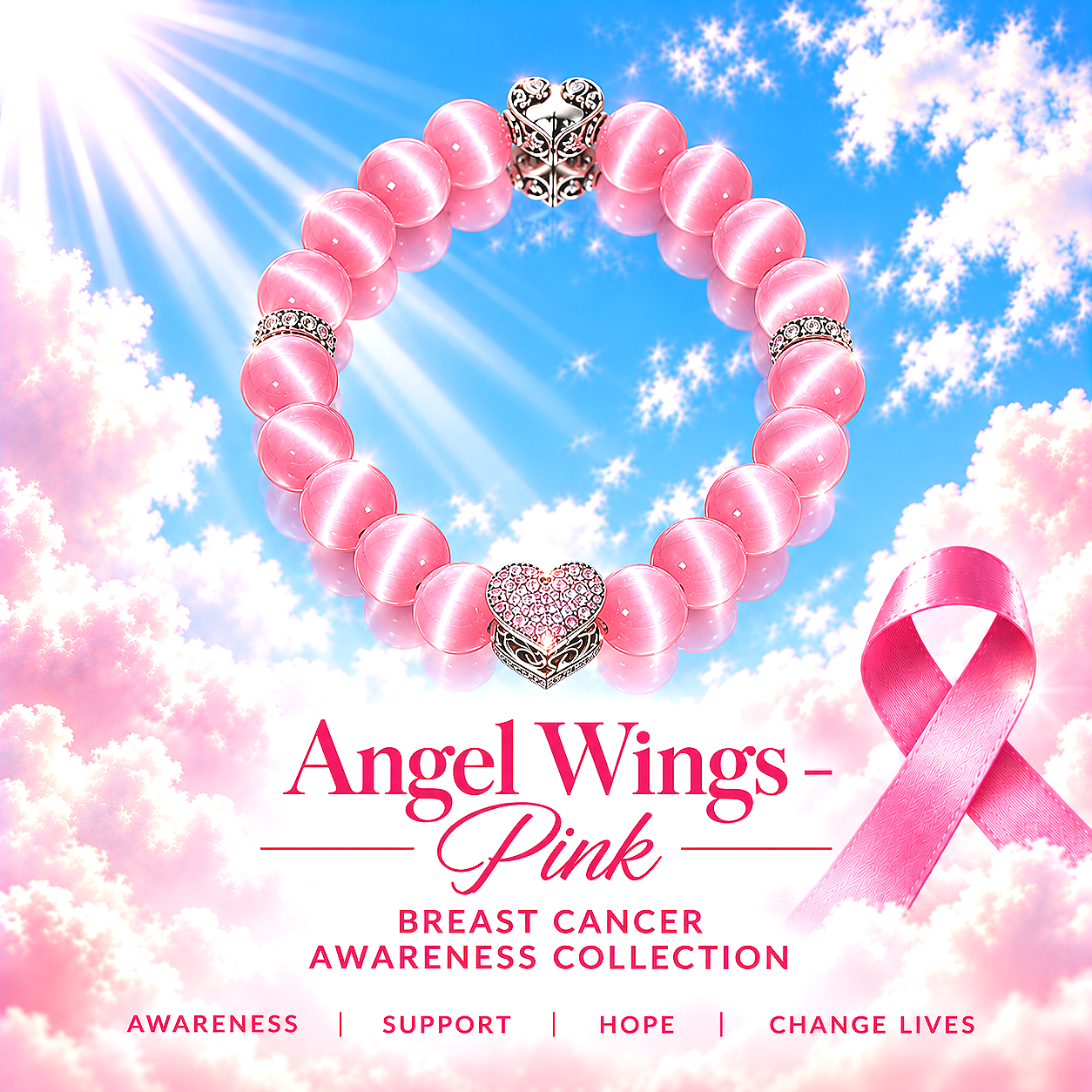 Angel Wings - Breast Cancer - Pink