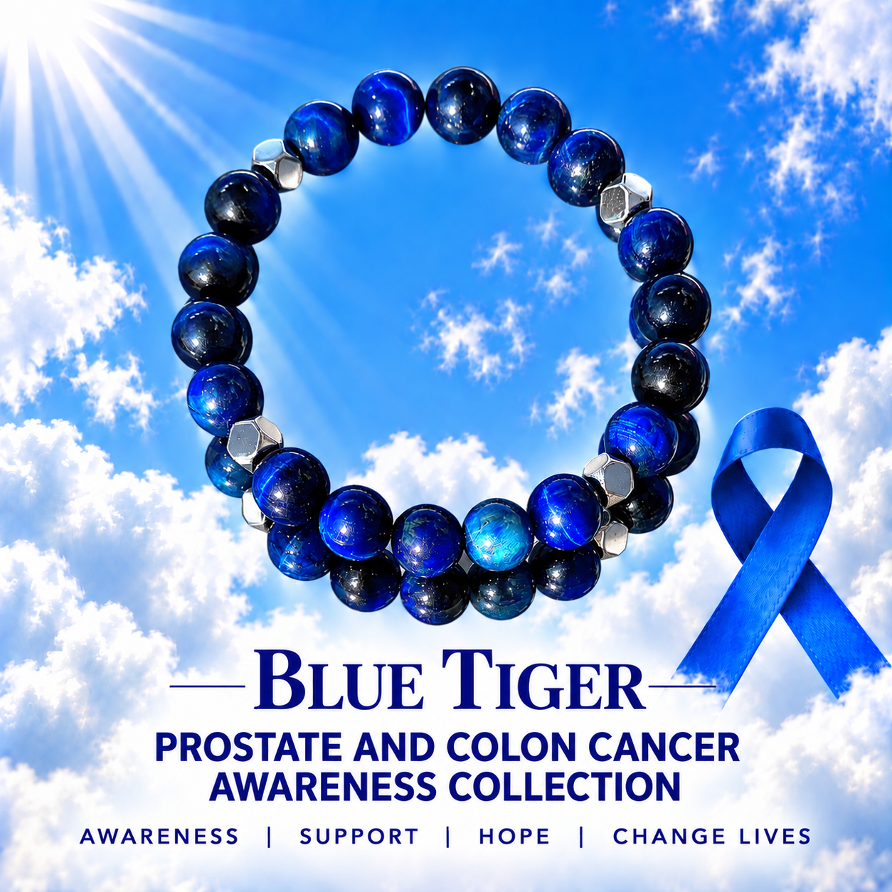 Angel Wings - Prostate and Colon Cancer - Blue Tiger