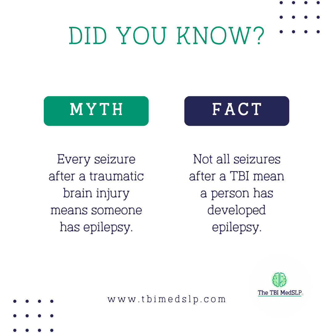 blog graphic image describing facts and myths of post traumatic epilepsy after traumatic brain injury