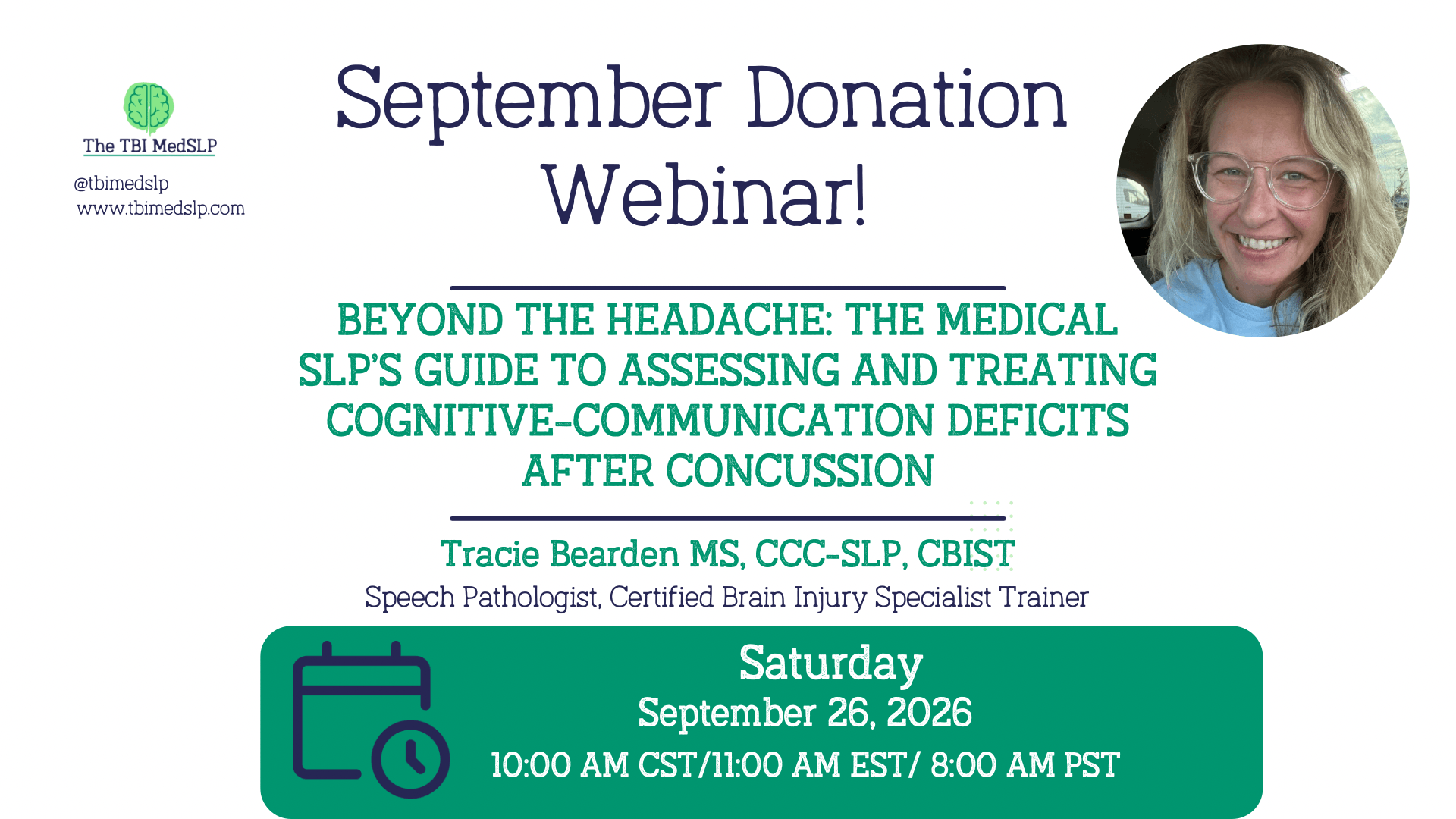 September MedSLP webinar about assessment and treatment of concussion