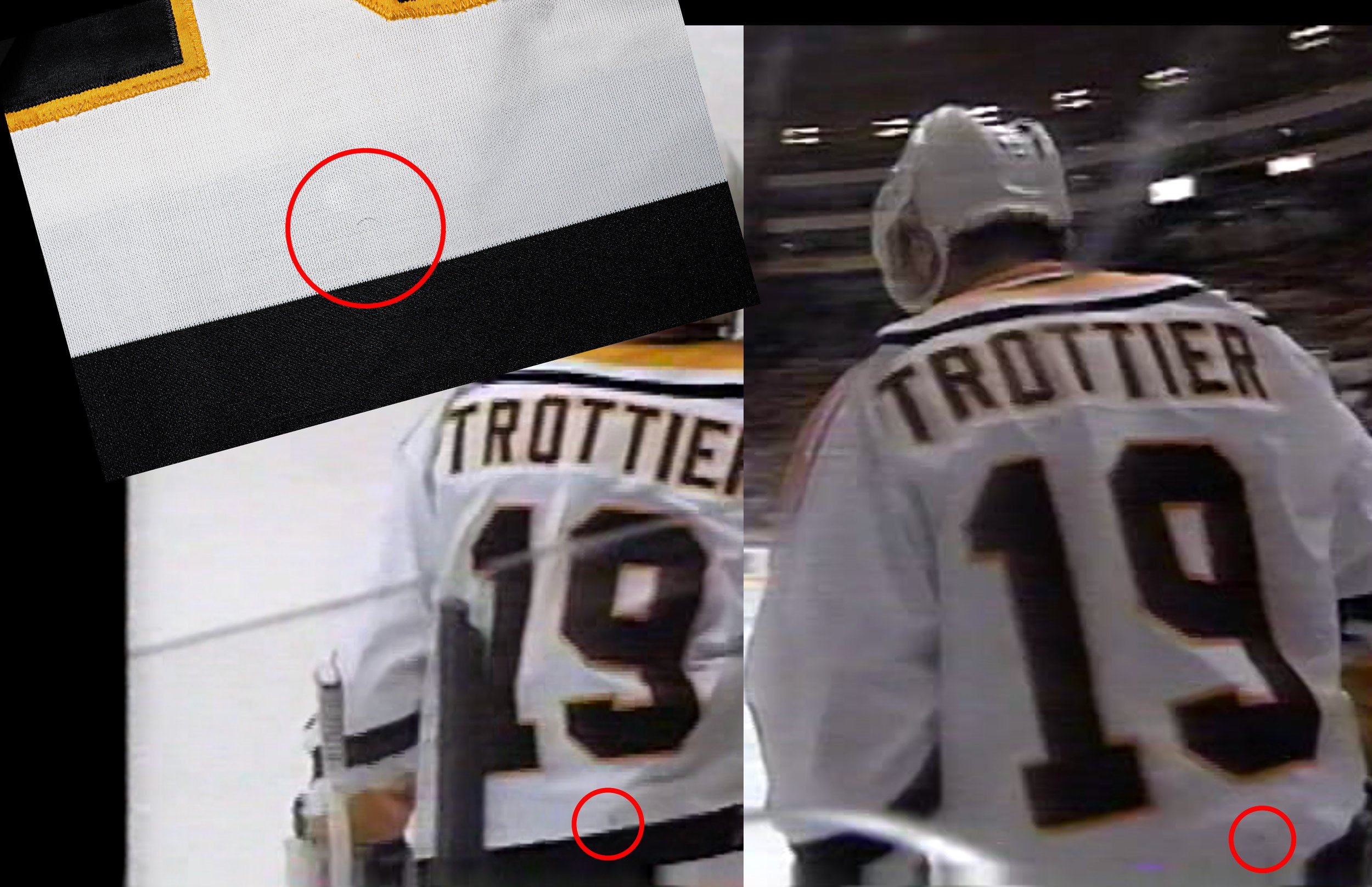 A very small mark on the back shows up in a couple of screen grabs. (the image on the right is blurred from the VHS transfer)