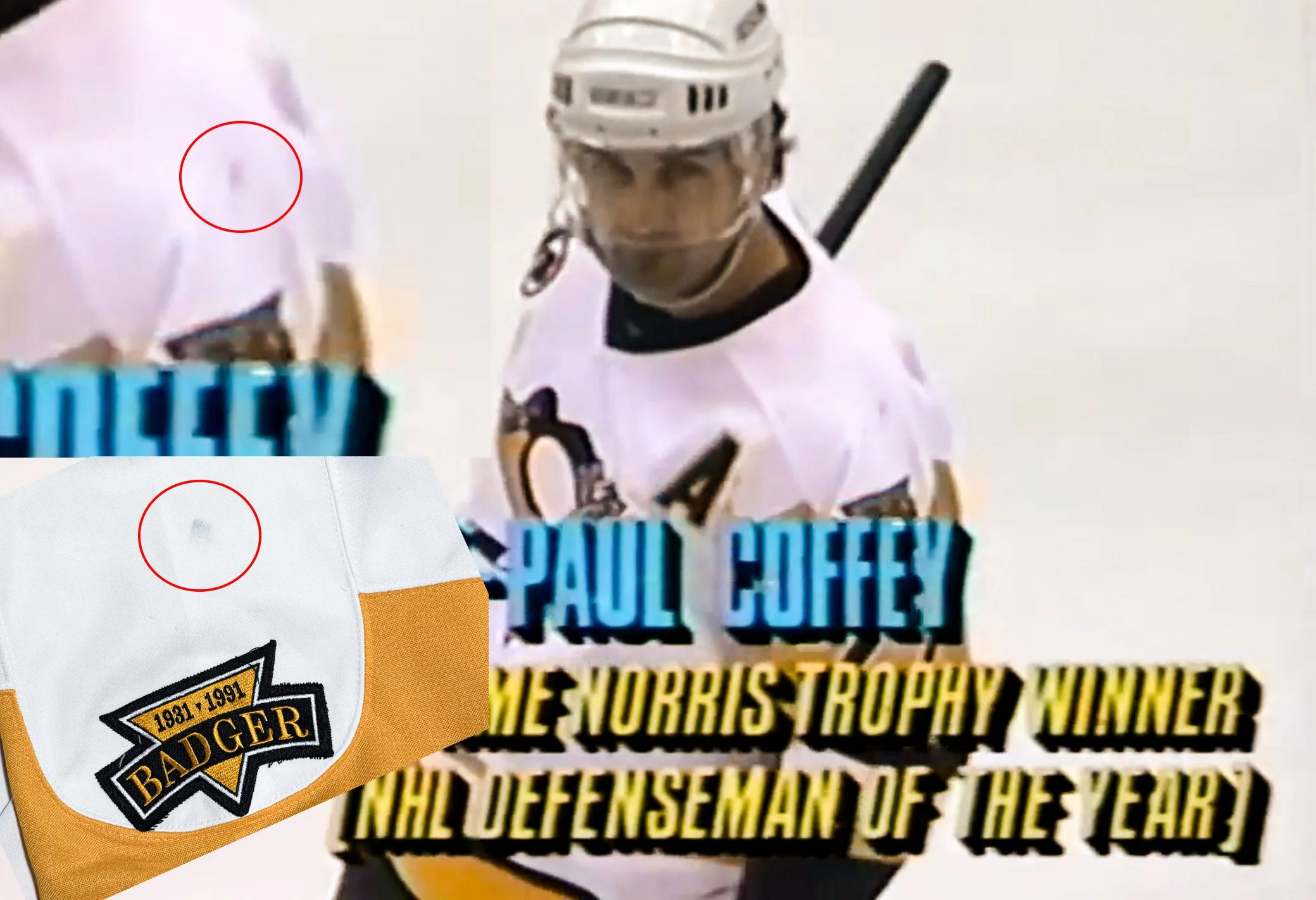 A stick mark on Coffey's left shoulder appears throughout the game.