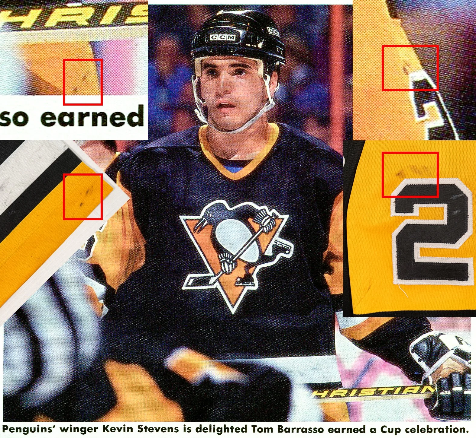 In this image you can clearly see two stick marks on the front right hem, as well as stick marks above the left arm #2