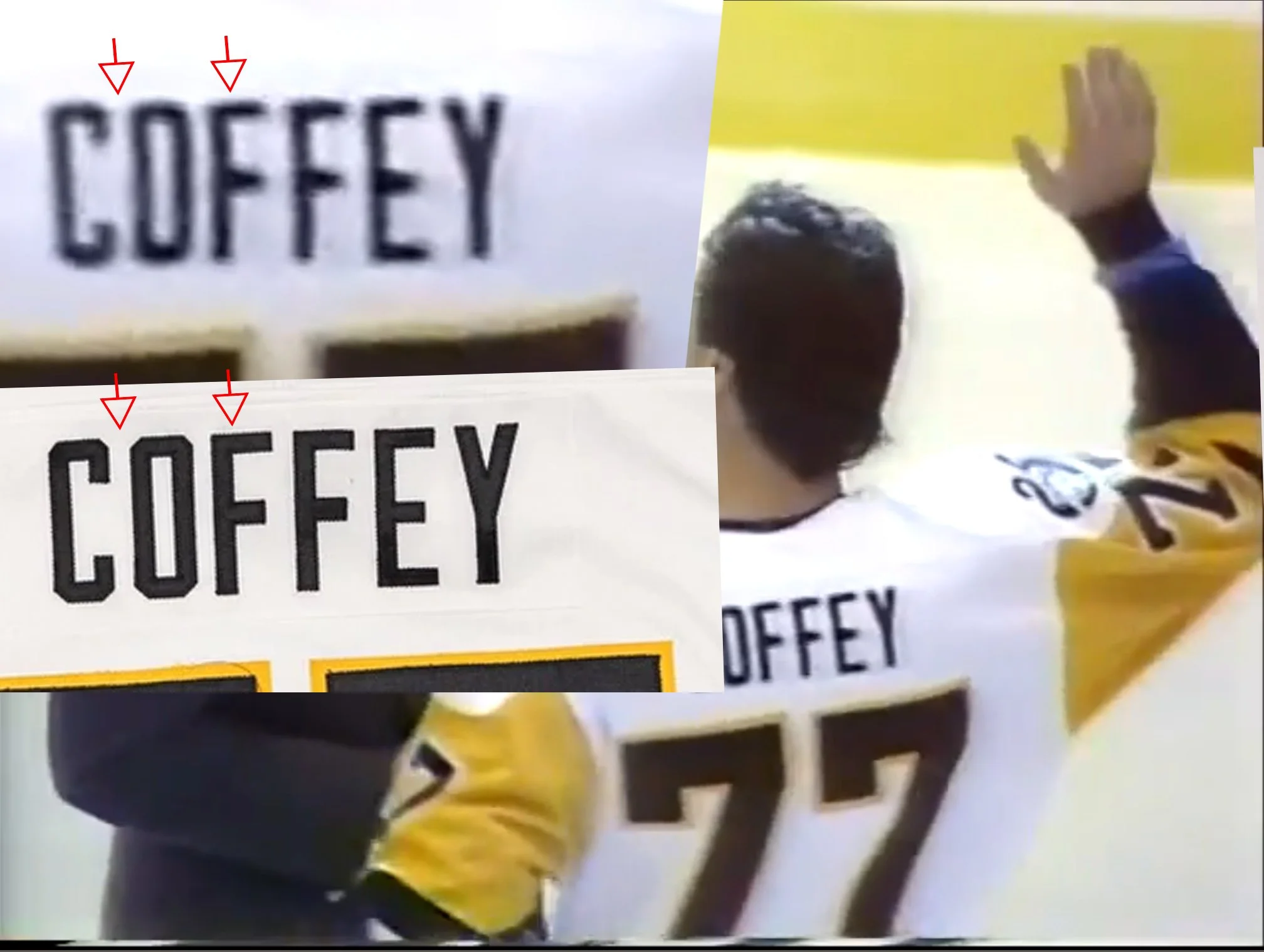 The space between the C and O appears to be wider than the space between the O and F, and the first F appears to lean to the left relative the second F. You can also see how the Y is closer to the numbers than the C.