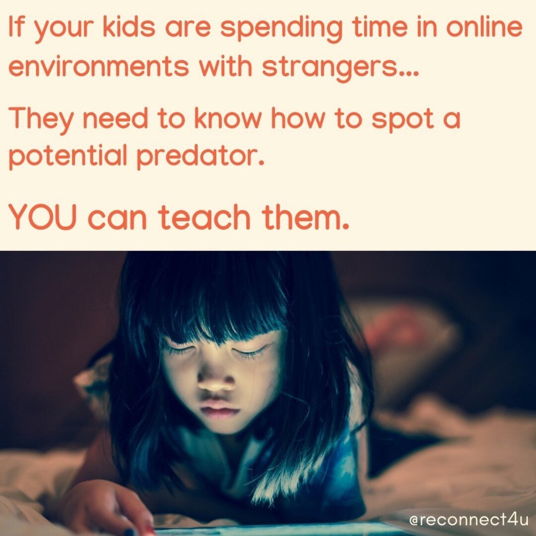 FREE guide - How to Talk to Kids About Online Predators. Link in bio. Kids should not be in any online environment where they interact with strangers until they know what the RED FLAGS of predatory behavior look like. Most kids will think a predator 