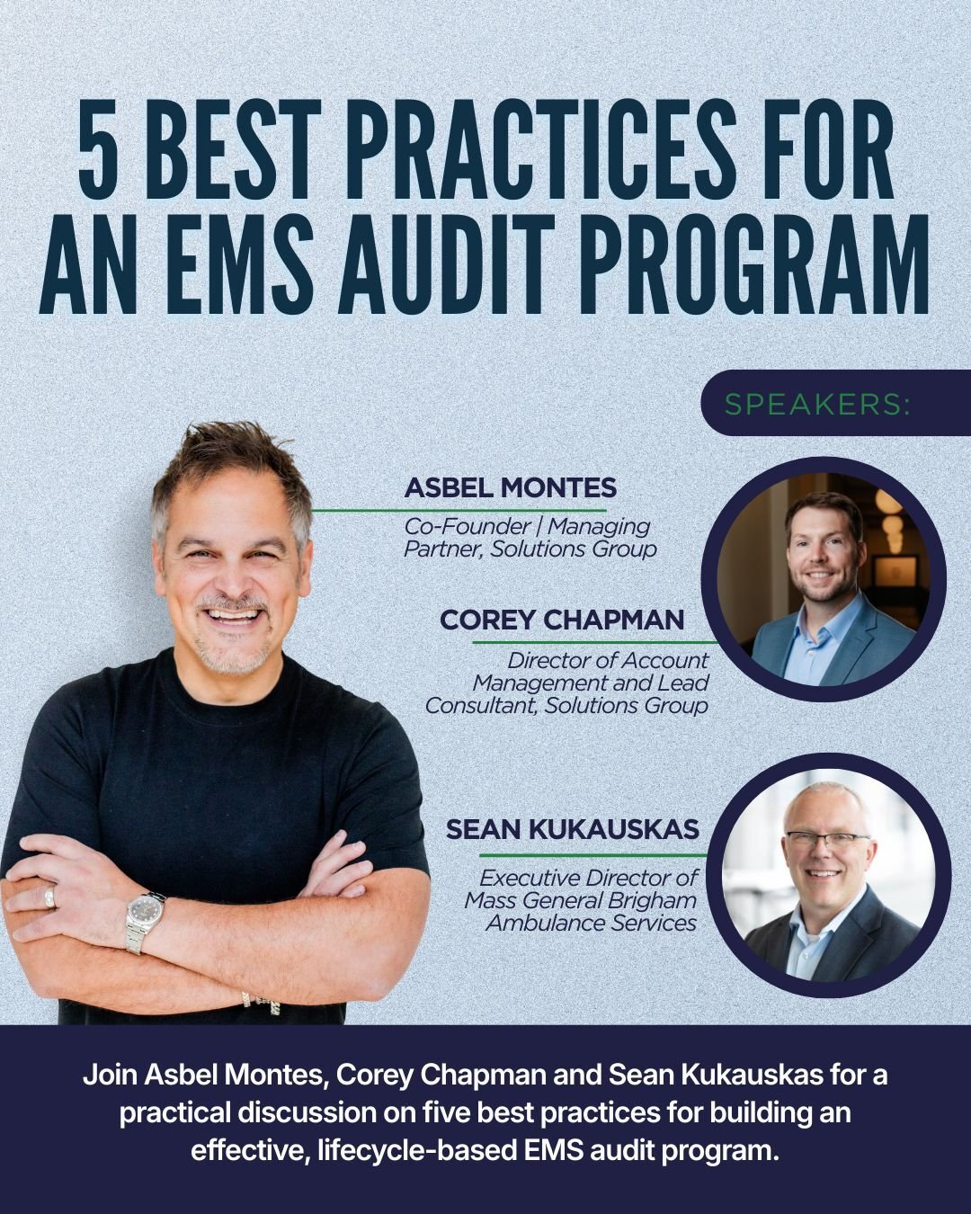 Reminder &mdash; the webinar is TOMORROW!

Asbel Montes + Corey Chapman + Sean Kukauskas are bringing the roadmap your EMS agency needs to build an audit program that actually protects your revenue and keeps compliance risk in check.

🎙️ 5 Best Prac