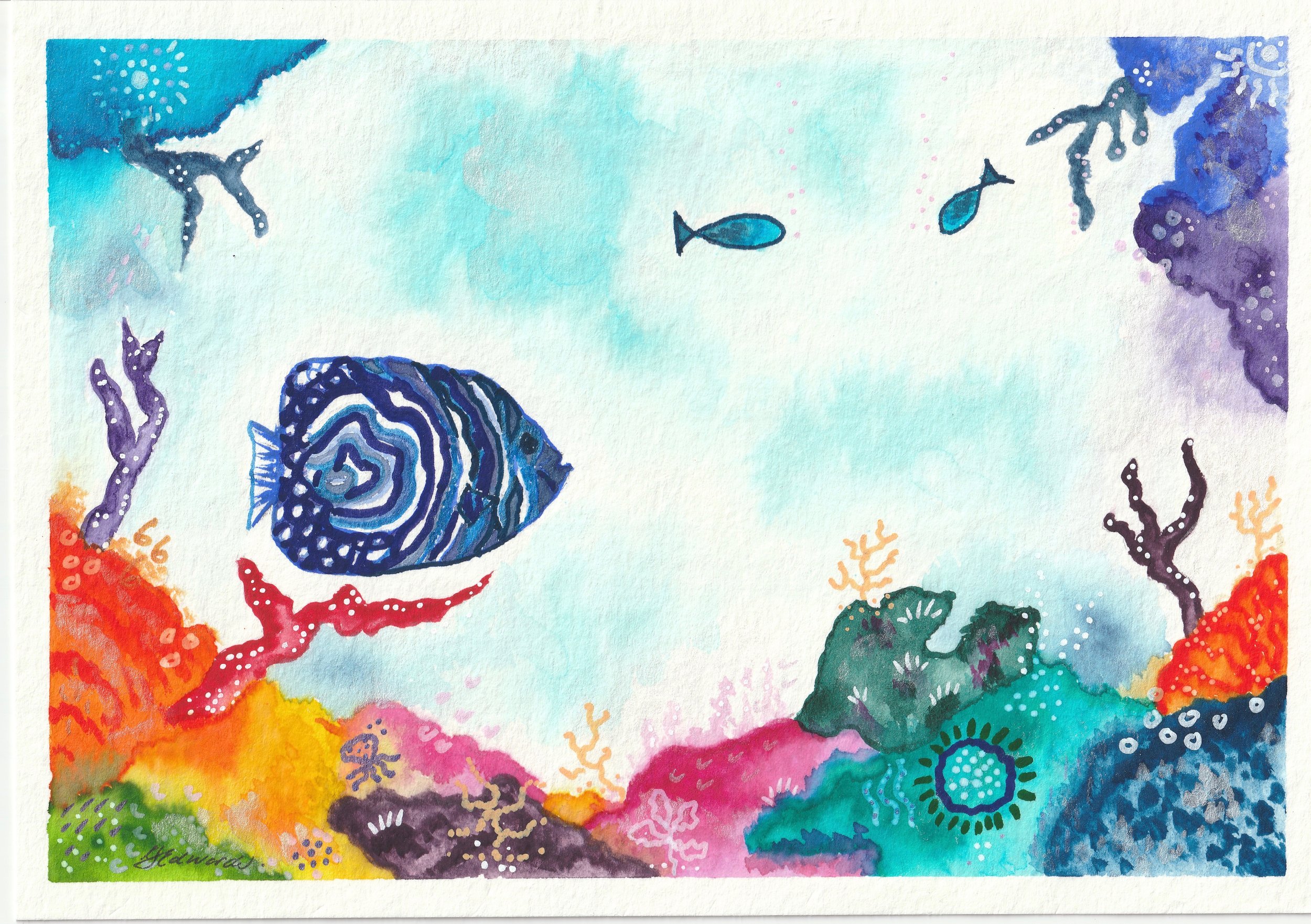 The Fish & The Reef.
Original Watercolour on fine art paper.