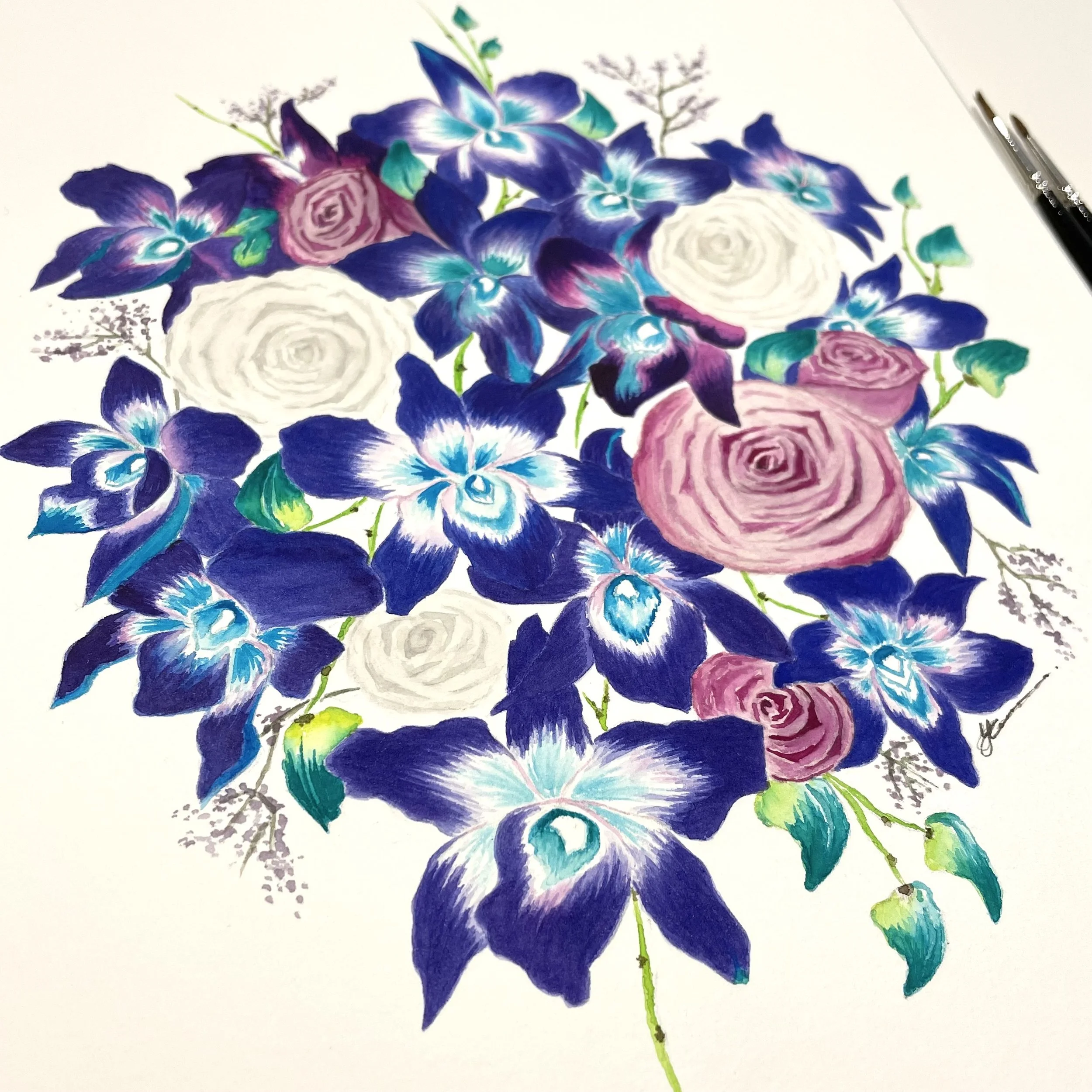 "Orchids In Blue" Commission Piece
Original Watercolour on fine art paper