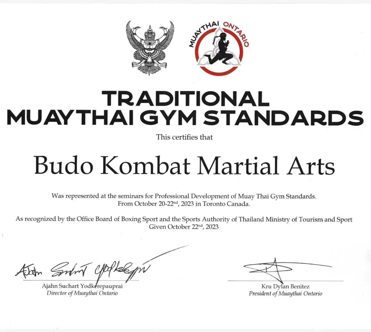 Thank you #muaythaiontario team, for your open and inclusive efforts in the development and growth of Traditional and Quality Muay Thai in Ontario and Canada.

Proud to be under the umbrella of an experienced, skilled, passionate, focused and goal-or