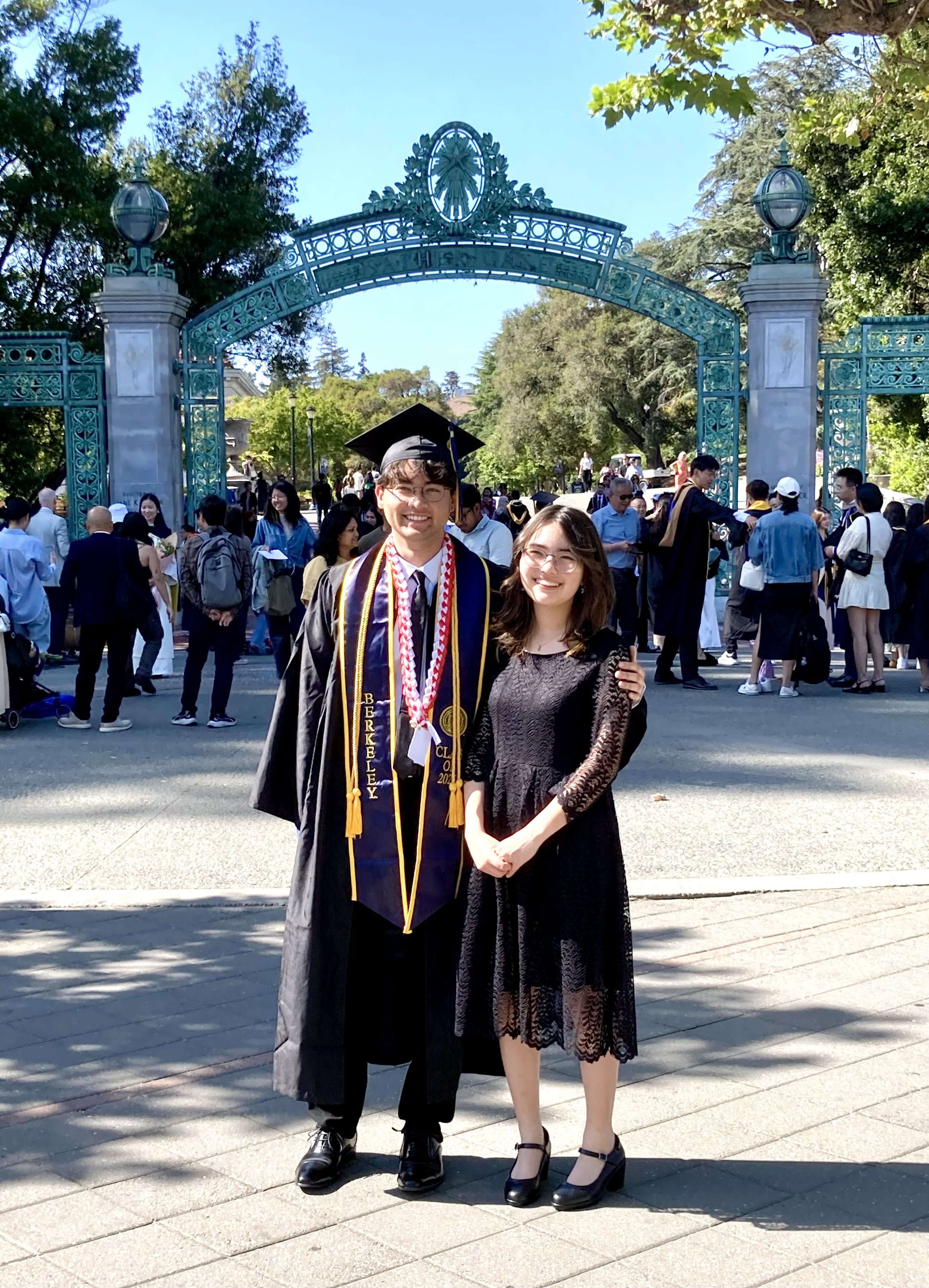 Brother and Sister in front of university of california in berkeley