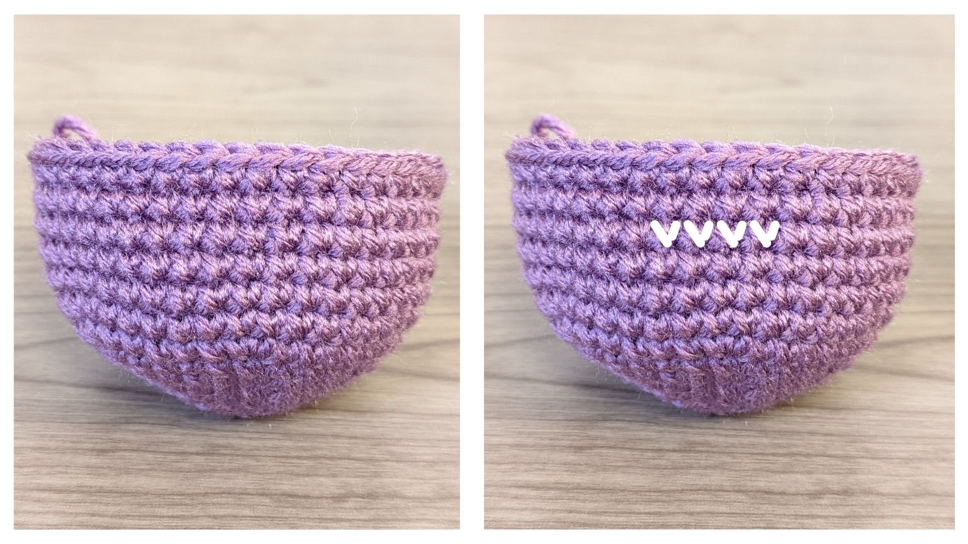 The difference between the V and the X shaped single crochet (yarn