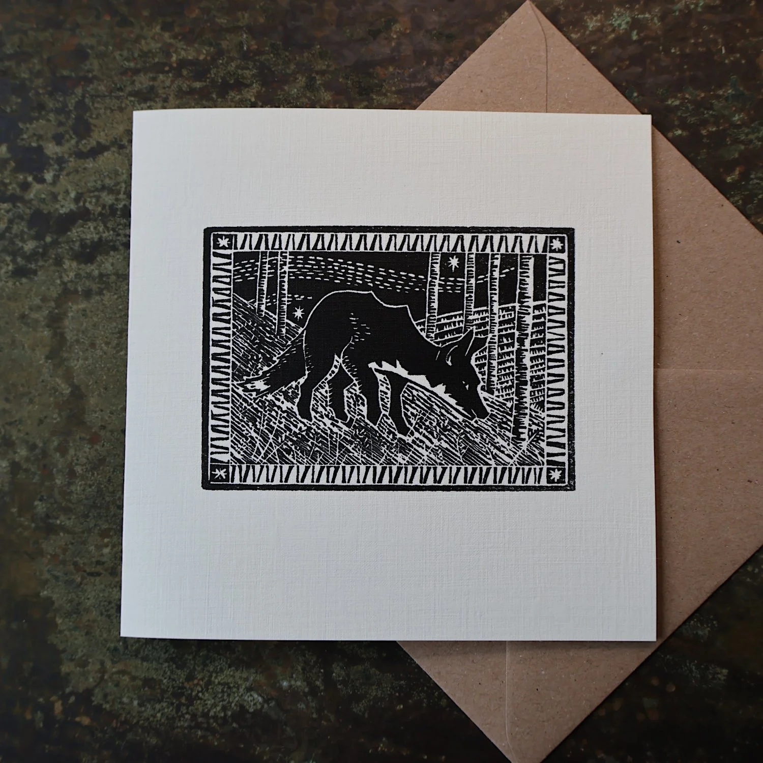 The Fox, Original Artists Greeting Card from the Linocut collection