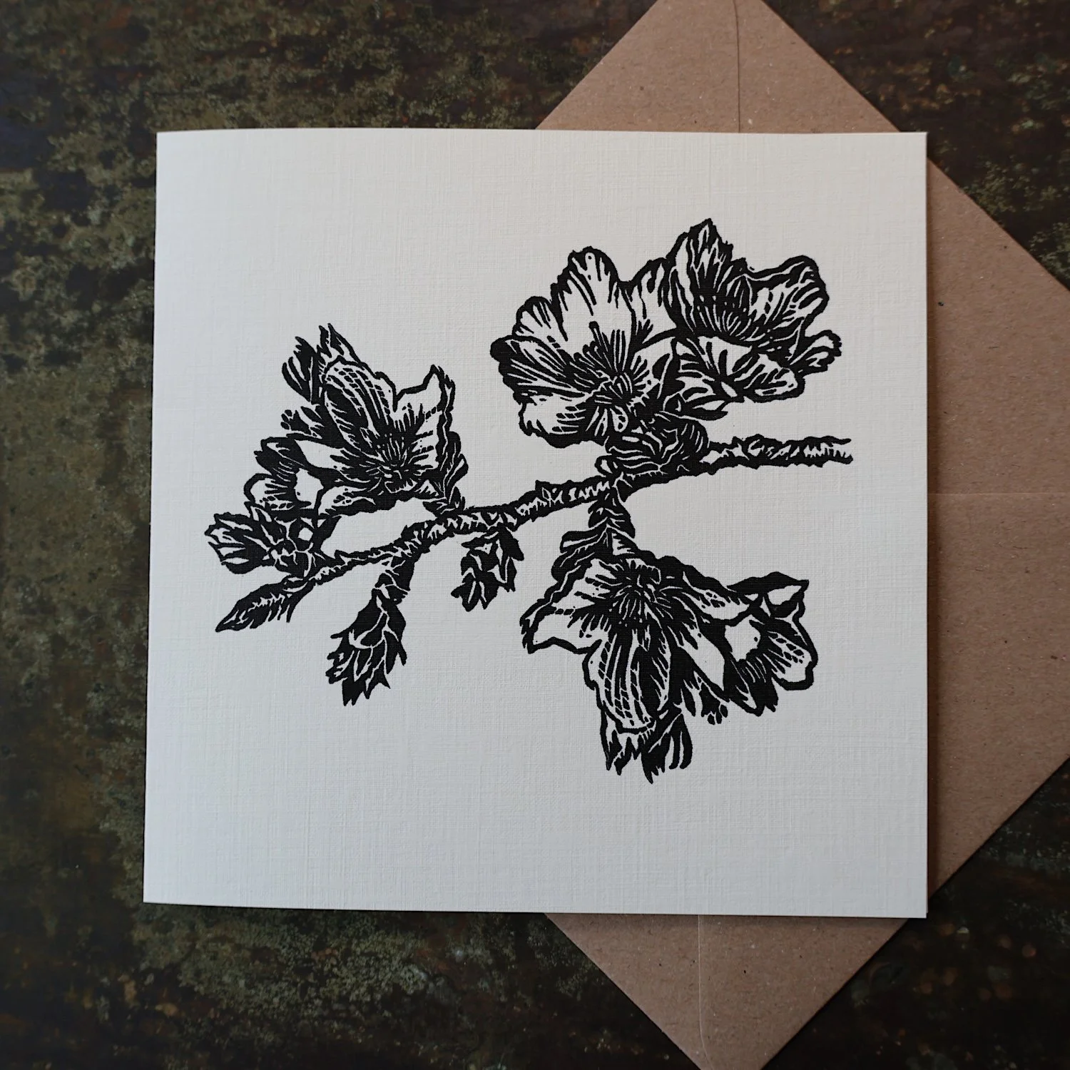 Cherry Blossom, Original Artists Greeting Card from the Linocut collection