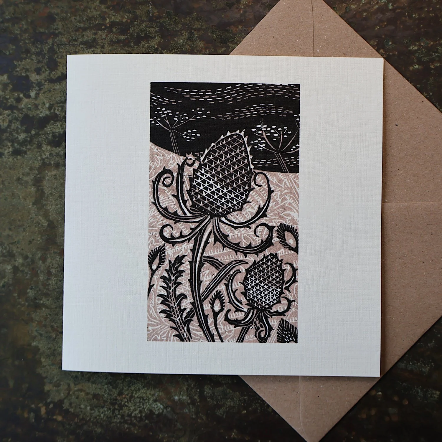Teasel, Original Artists Greeting Card from the Linocut collection