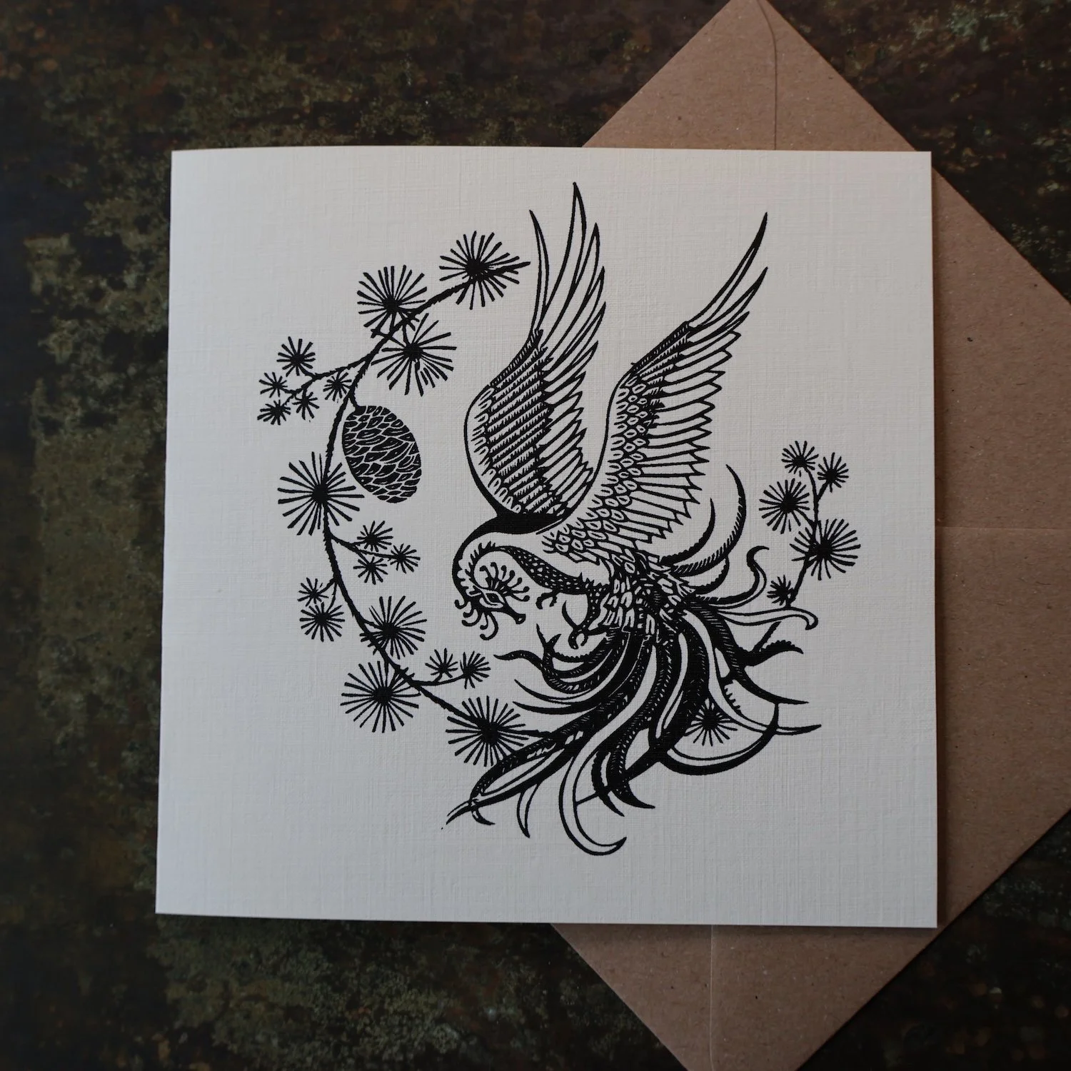 The Quizzicock, Original Artists Greeting Card from the Linocut collection