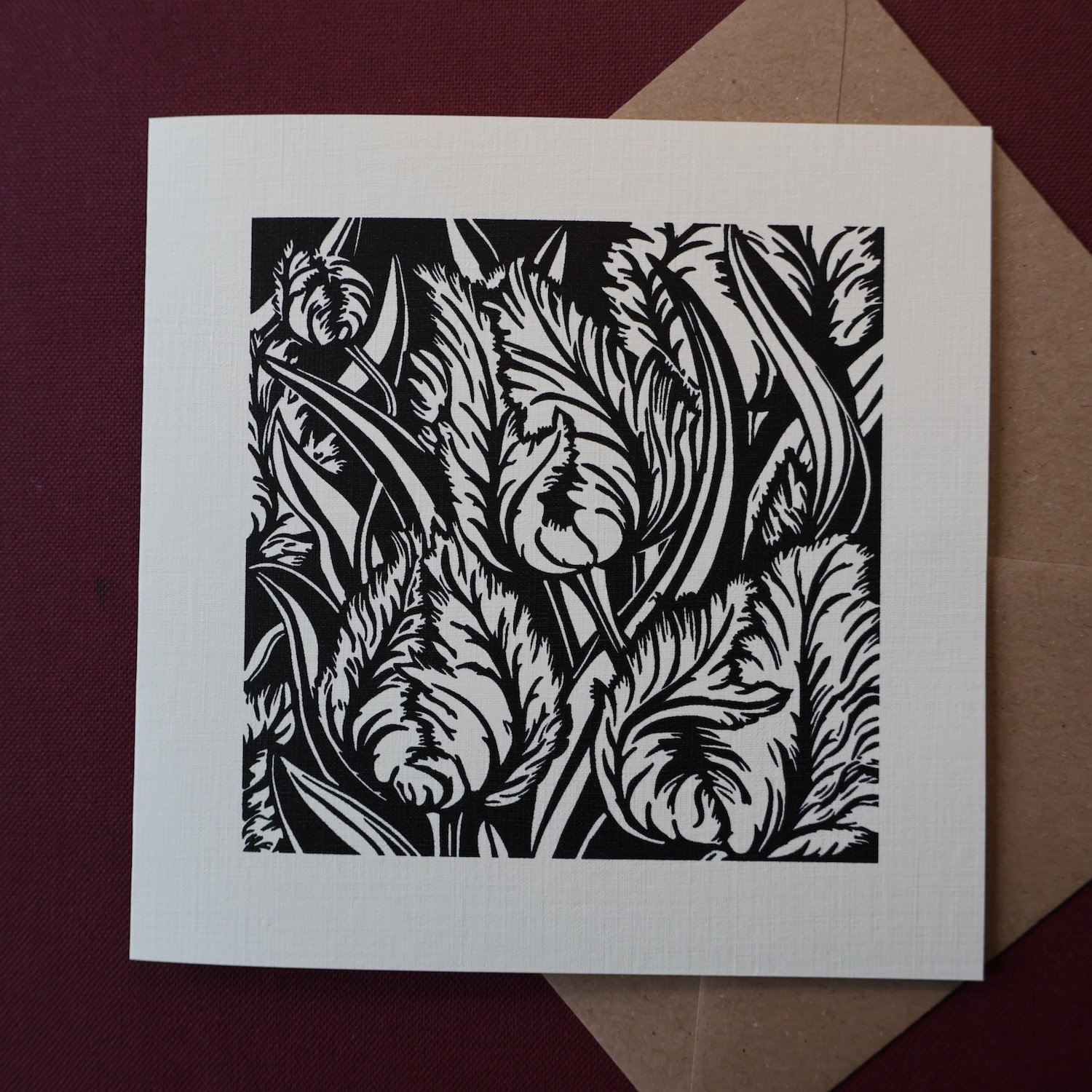 Tulips, Original Artists Greeting Card from the Linocut collection