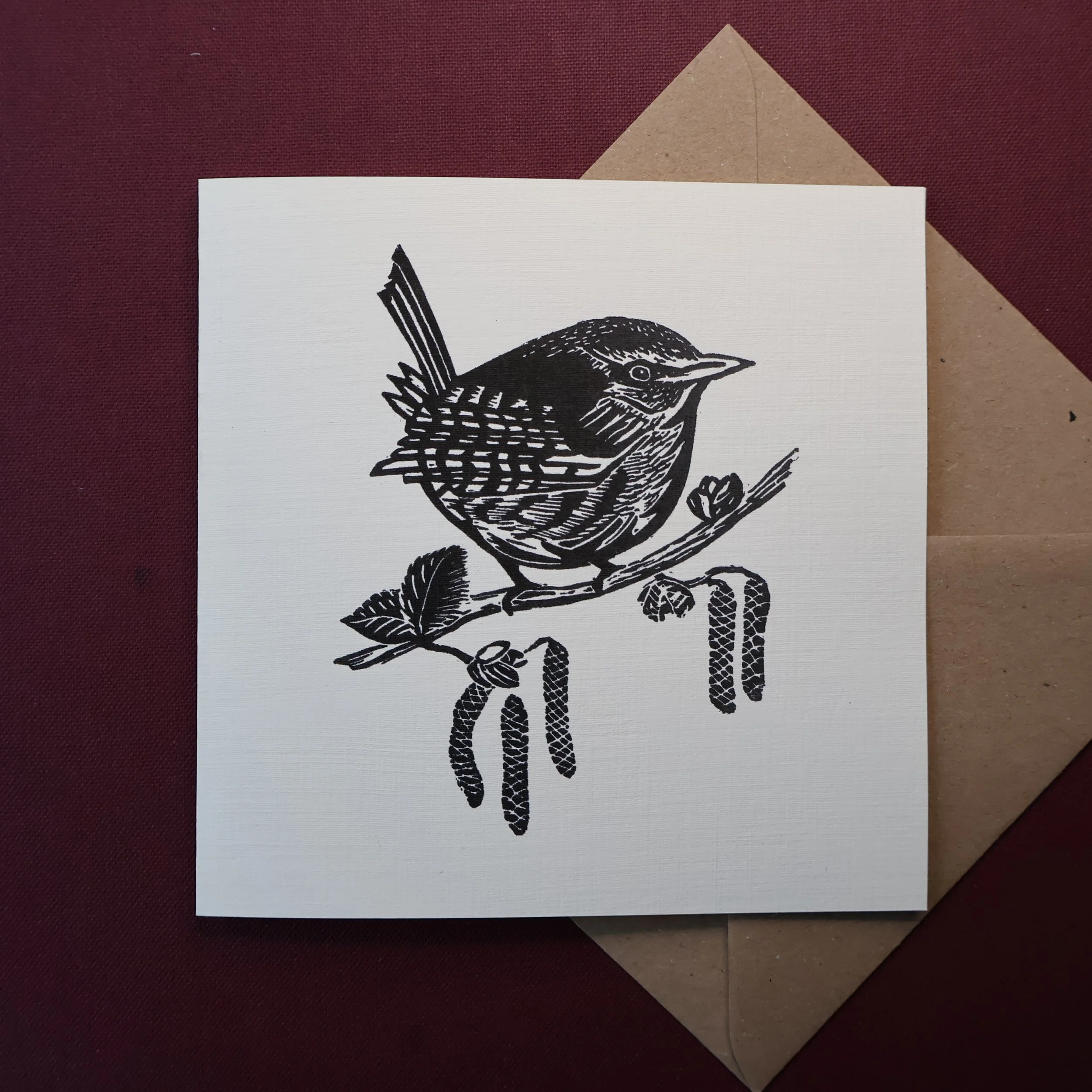 The Wren, Original Artists Greeting Card from the Linocut collection