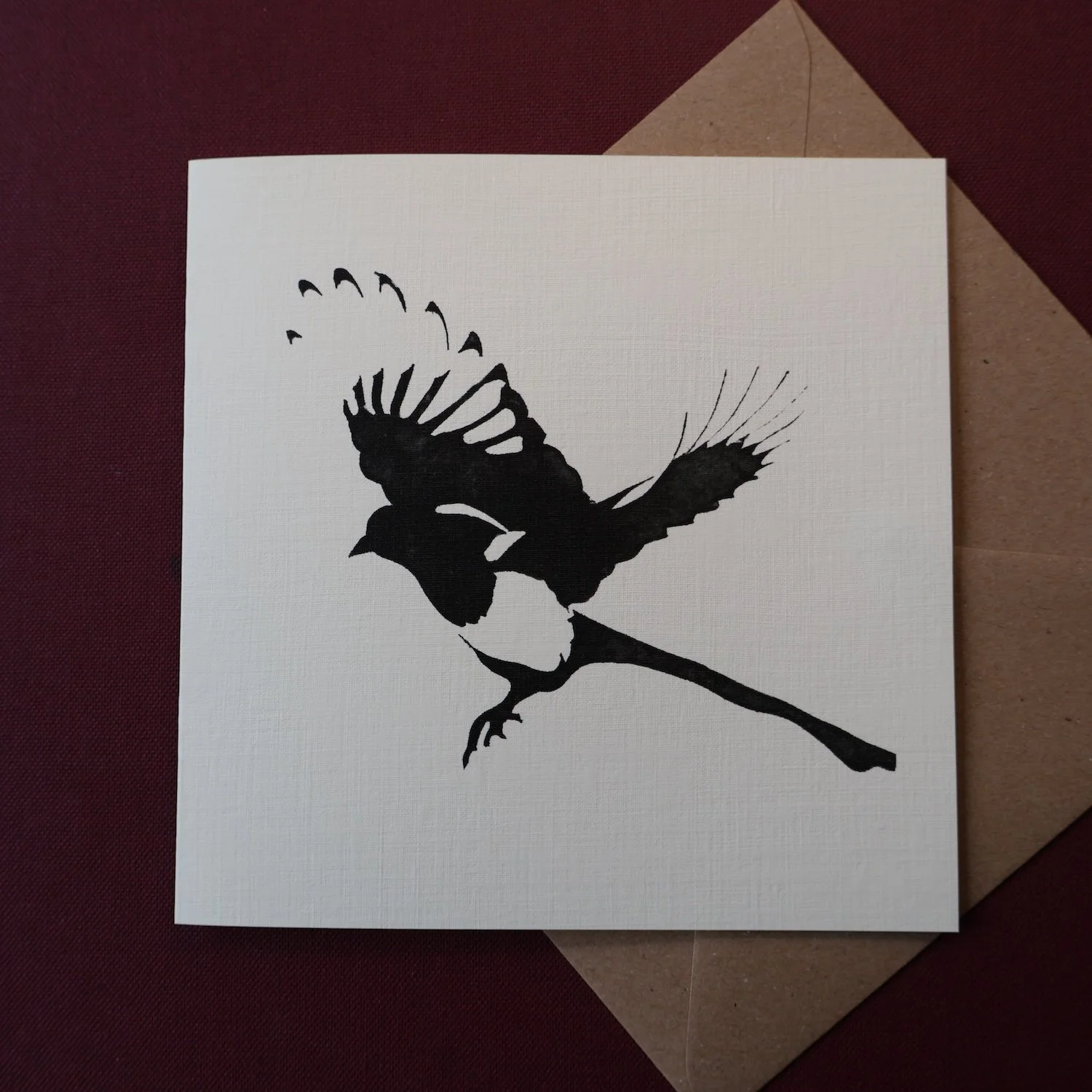 One for Sorrow, Original Artists Greeting Card from the Linocut collection