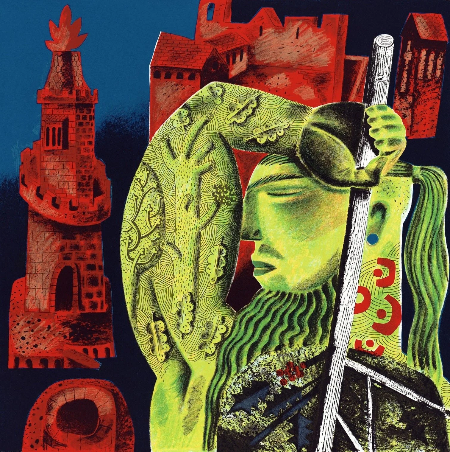 The Green Knight Arrives - Clive Hicks Jenkins, Screenprint