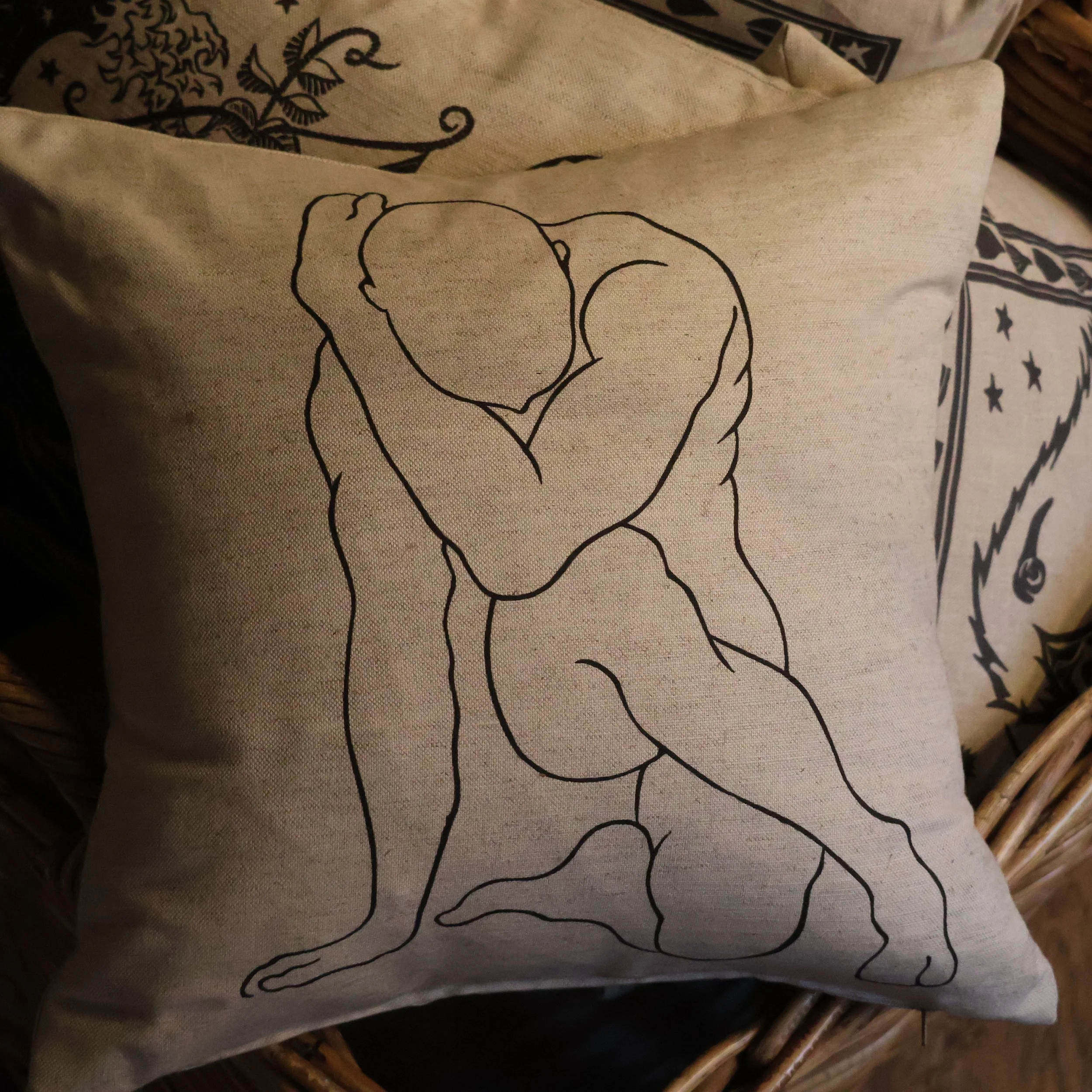 Twist- Cushion based on an original Linocut design