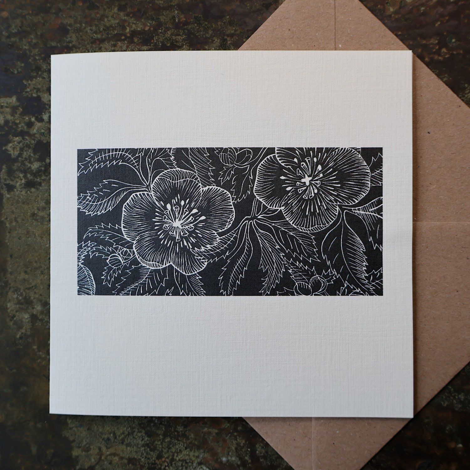 Hellebores, Original Artists Greeting Card from the Linocut collection
