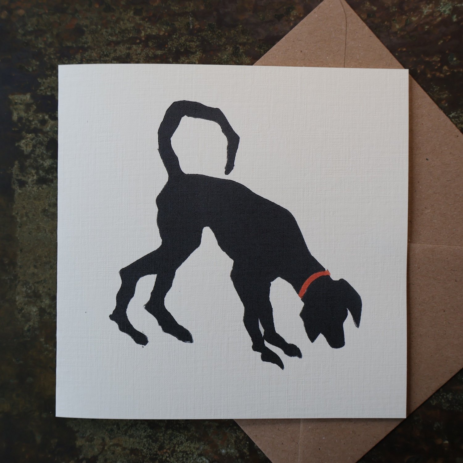 Sniff, Original Artists Greeting Card from the Linocut collection