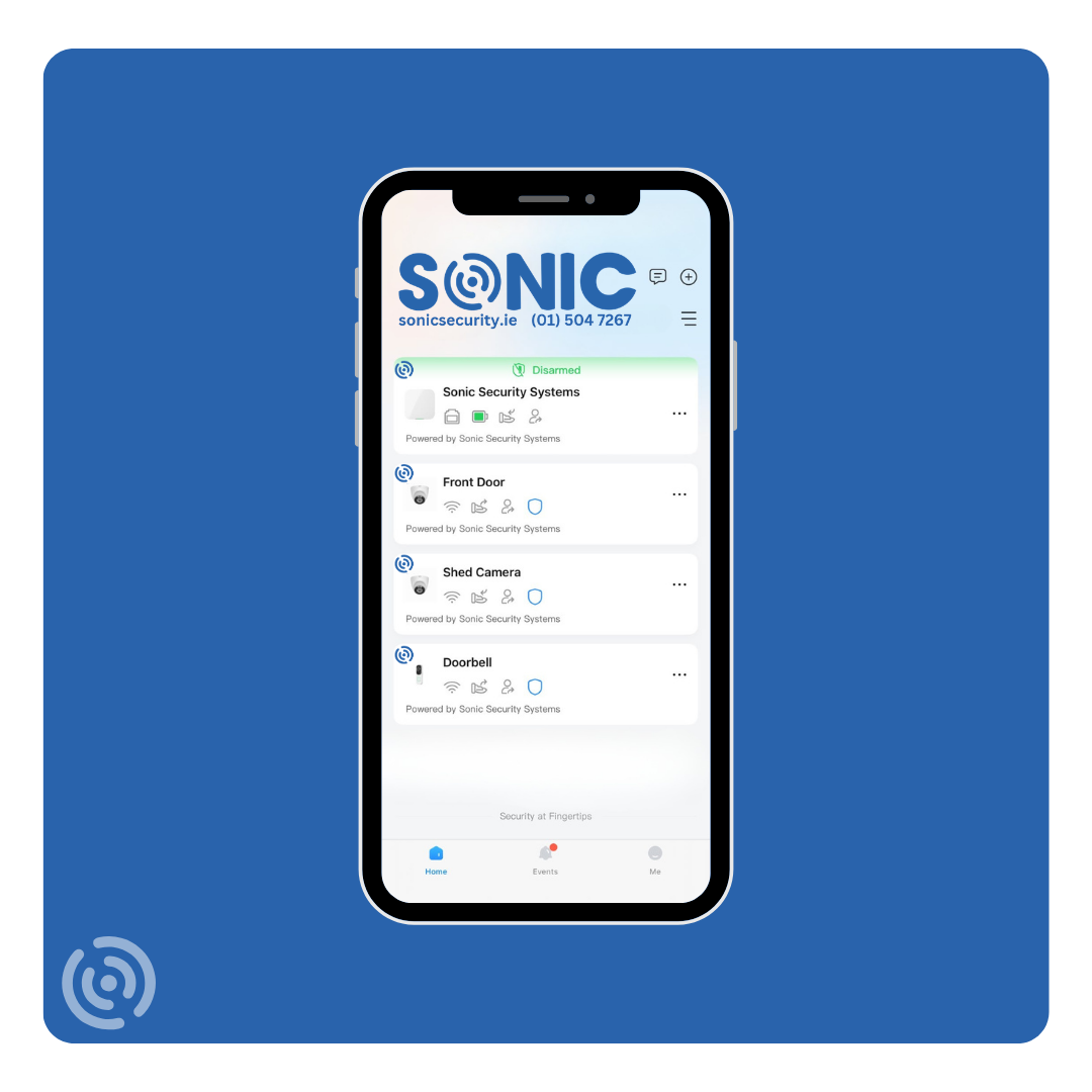 Smart Phone alarm system app control