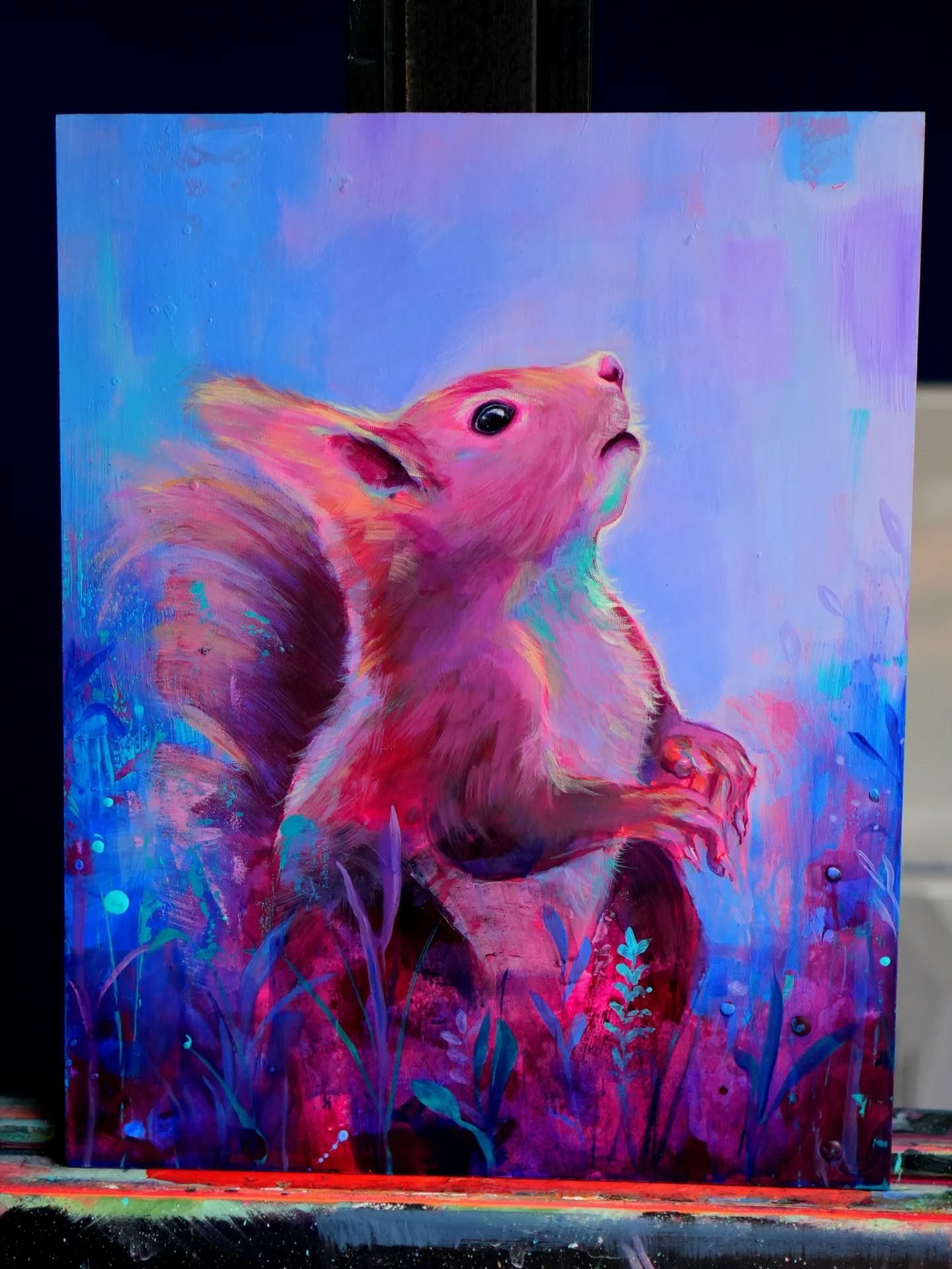 Eine &Uuml;bung im kleineren Format mal wieder 🐿️💜
Acryl 24x30cm

#eichh&ouml;rnchen #redsquirrel#h&ouml;rnchenliebe #squirrelart #eichh&ouml;rnchenkunst