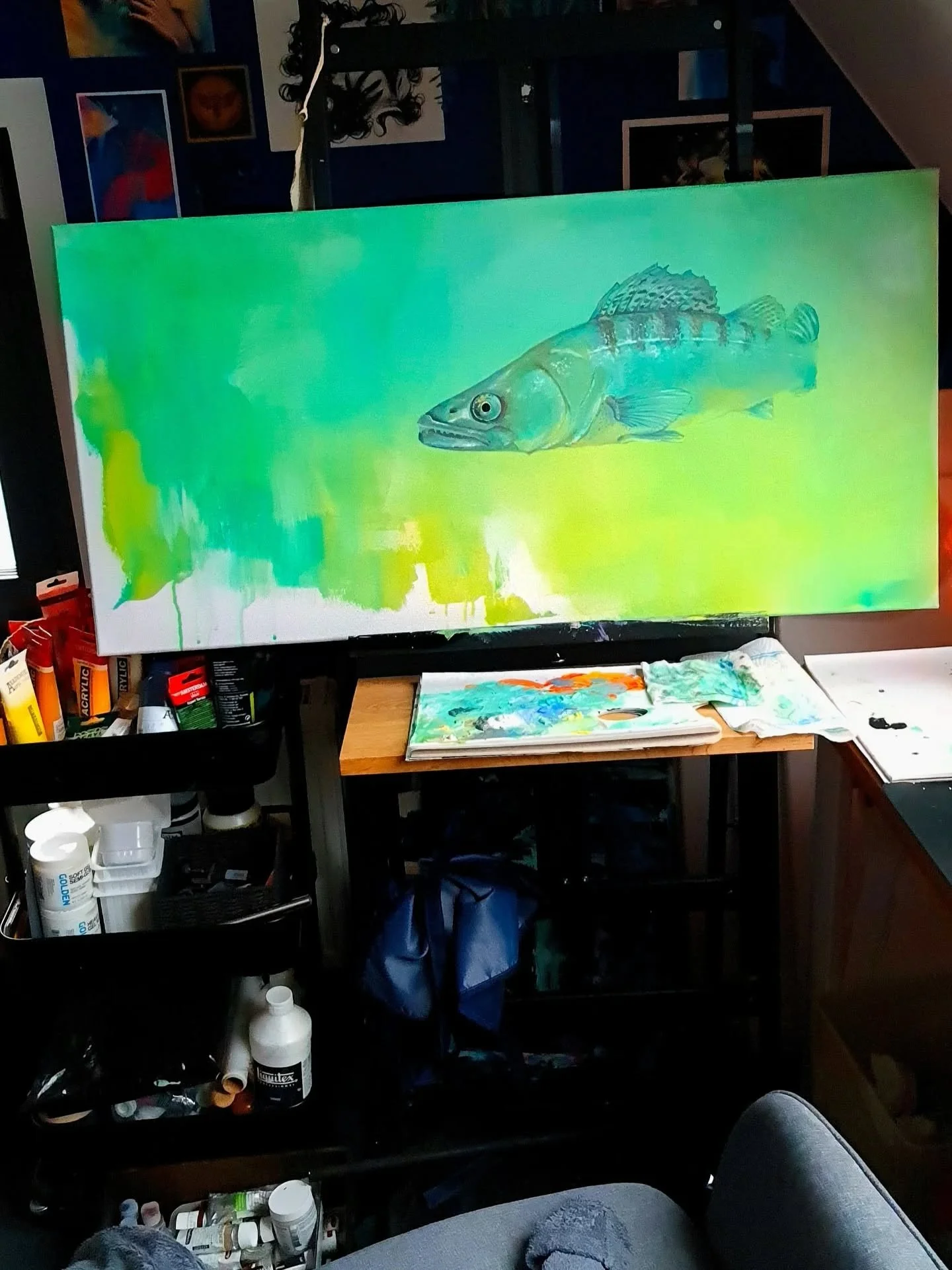 Something from last year I've never shared.

"Elbzander" 
wohnt bereits in Hamburg 🐟 ⚓
#acrylicpainting #nauticalart #underwaterart #germanartist #zander #contemporaryart #wildlifepainting