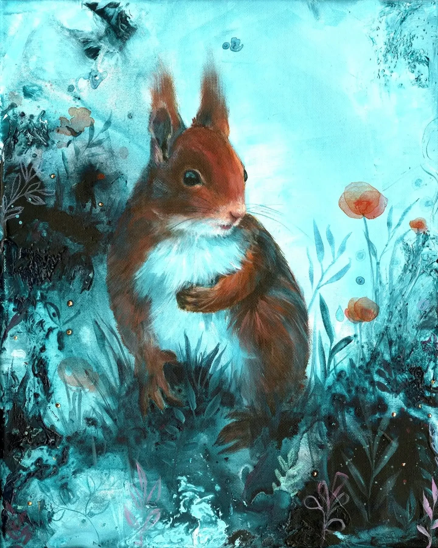 Magical Forest ~ kleines Eichh&ouml;rnchen im dichten t&uuml;rkisblauen Wald 💚💙

40x50cm, Acryl auf Leinwand

#acrylmalerei #emotionalartwork #acrylicpainting #eichh&ouml;rnchen #redsquirrel