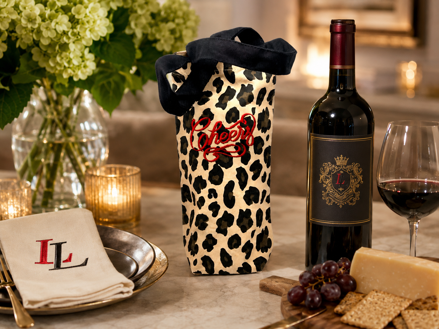 Leopard “Cheers” Wine Bag