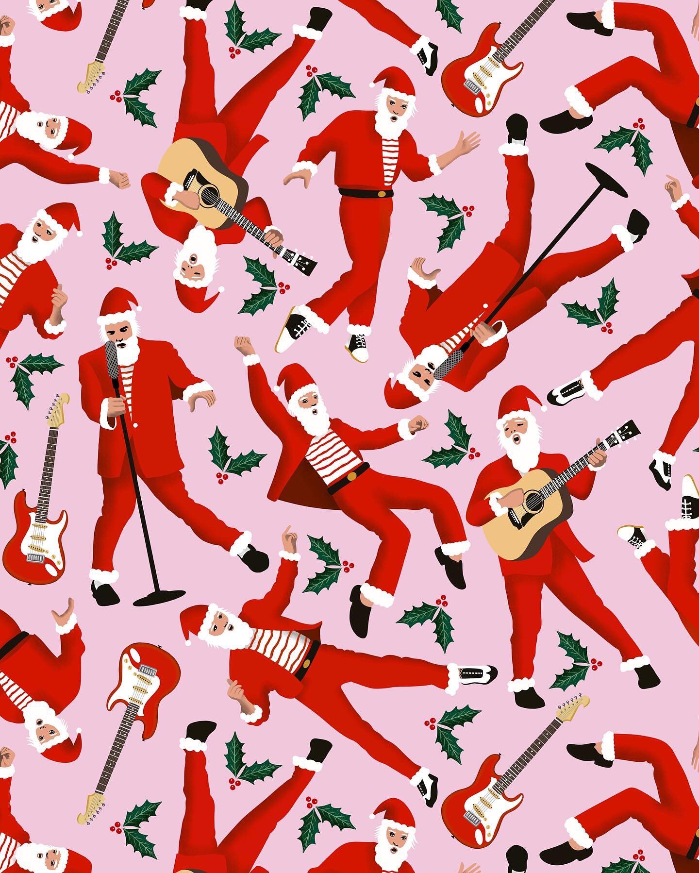 As the holiday season approaches I&rsquo;m reposting this pattern I made last year🎅 Swipe to see this &ldquo;Rock&rsquo;n&rsquo;Roll Santa&rsquo;s&rdquo; design applied to an iPhone case from @society6 👉 I am really happy how it turned out! 
Link i