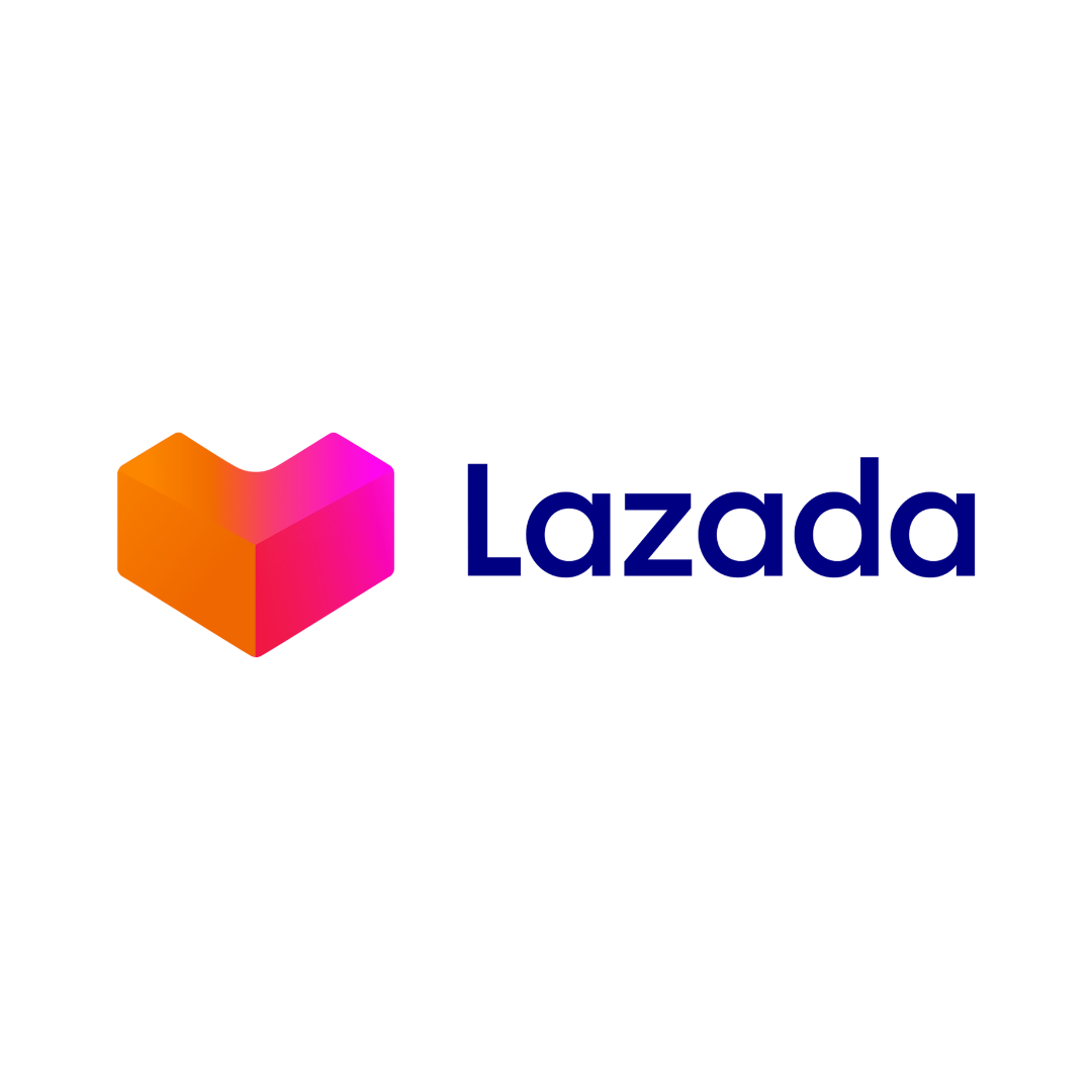 Lazada logo with a gradient heart-shaped design in orange and pink.