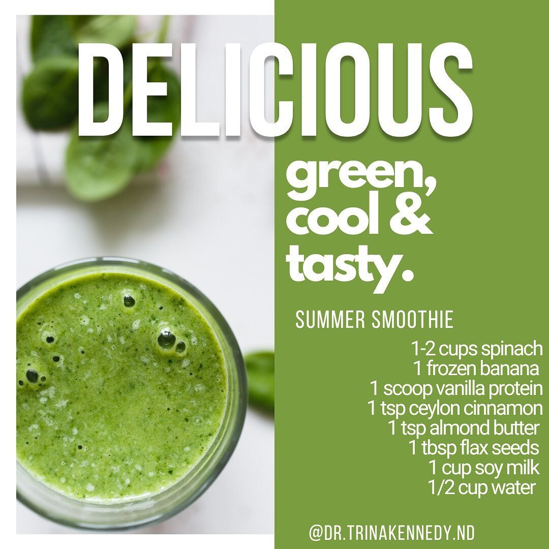 My patients know I love a good smoothie! I call this one &ldquo;Green Machine&rdquo;. 

What makes a good smoothie? One that contains healthy fats and protein to keep you satiated and keep those blood sugar levels stable. I use @designsforhealth.cana