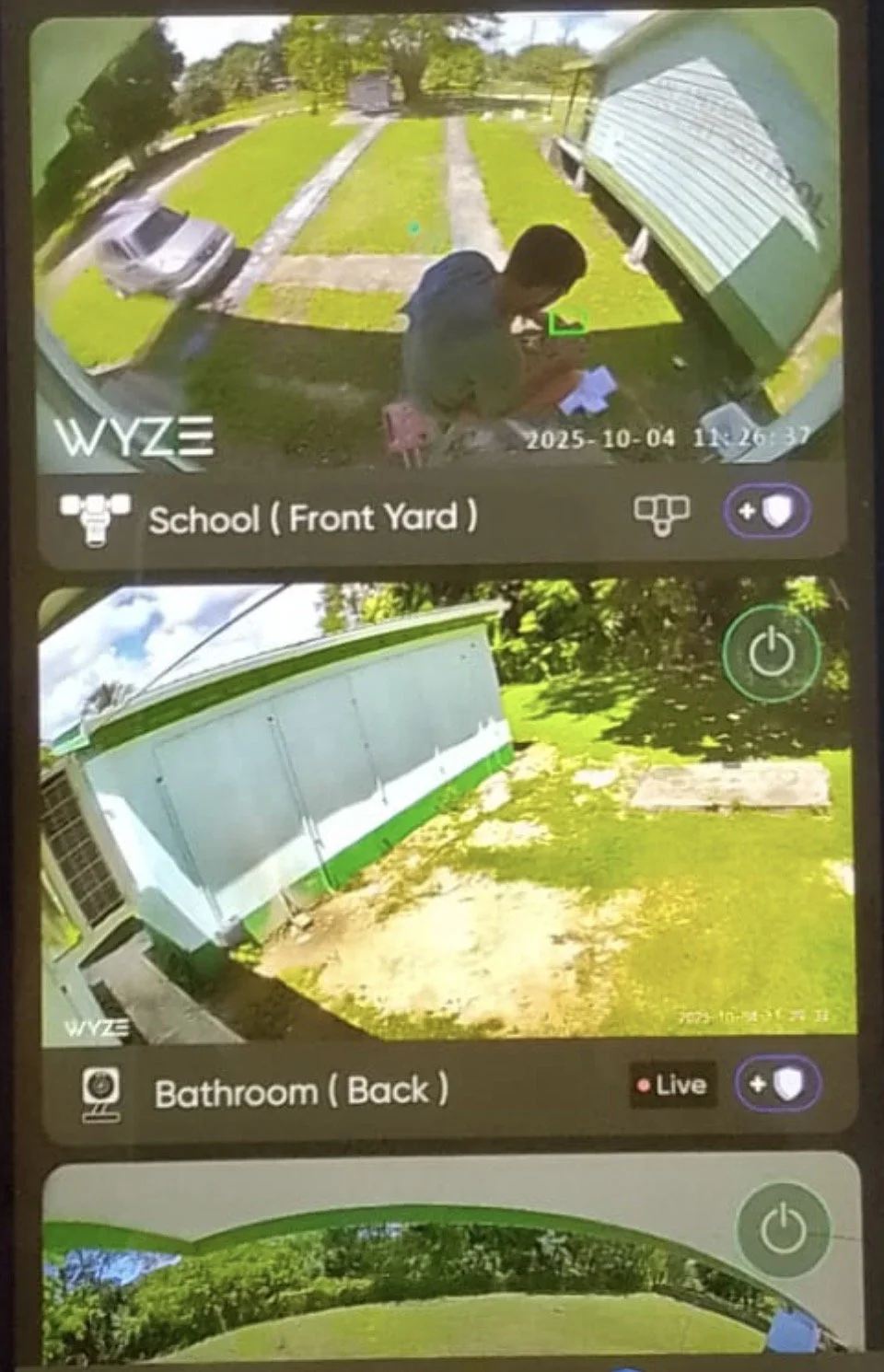Live security camera monitoring views at San Antonio Government School in Belize.