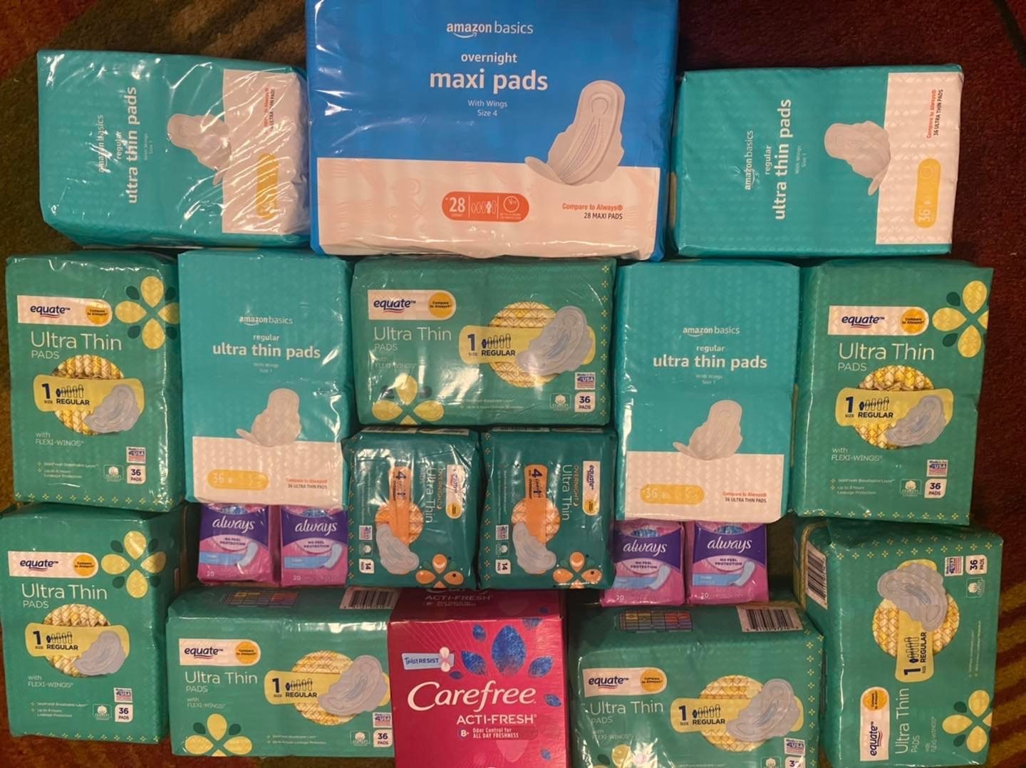 “Feminine hygiene products kept readily available at school, ensuring girls have access when needed and supplies to take home.”